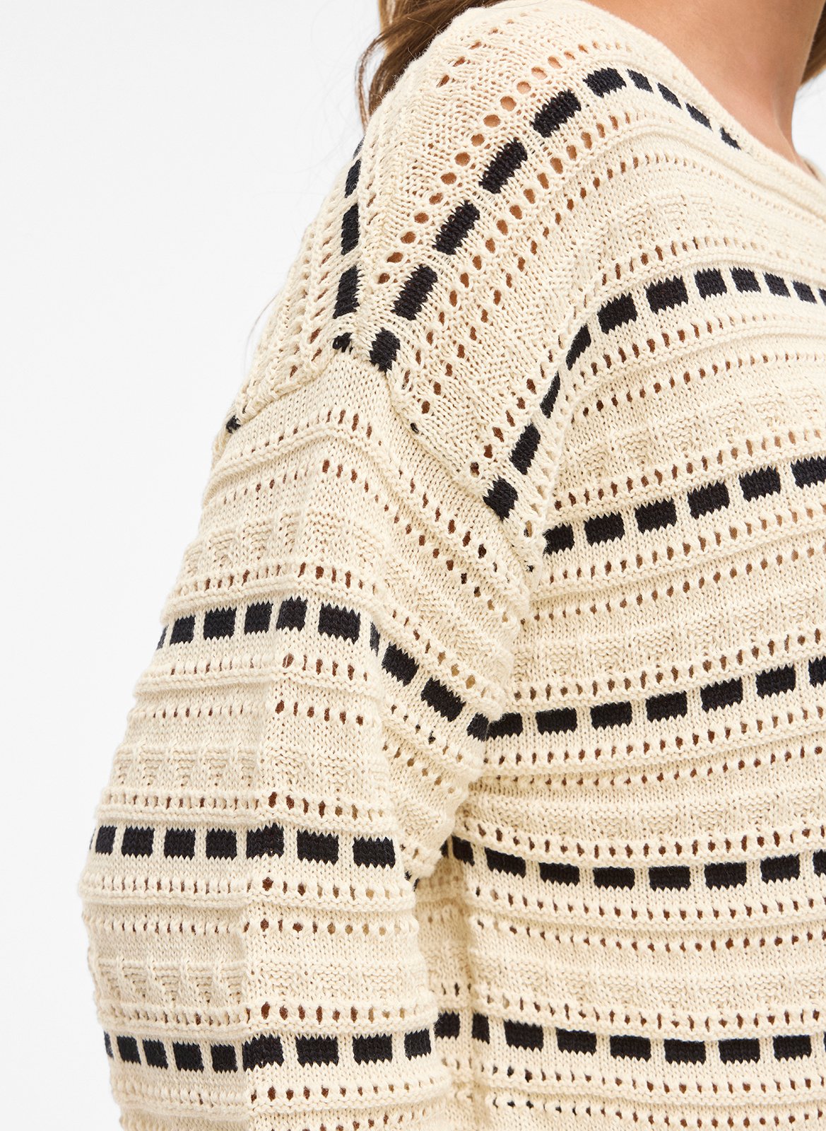 Pull col rond en coton mélangé VILA Beige