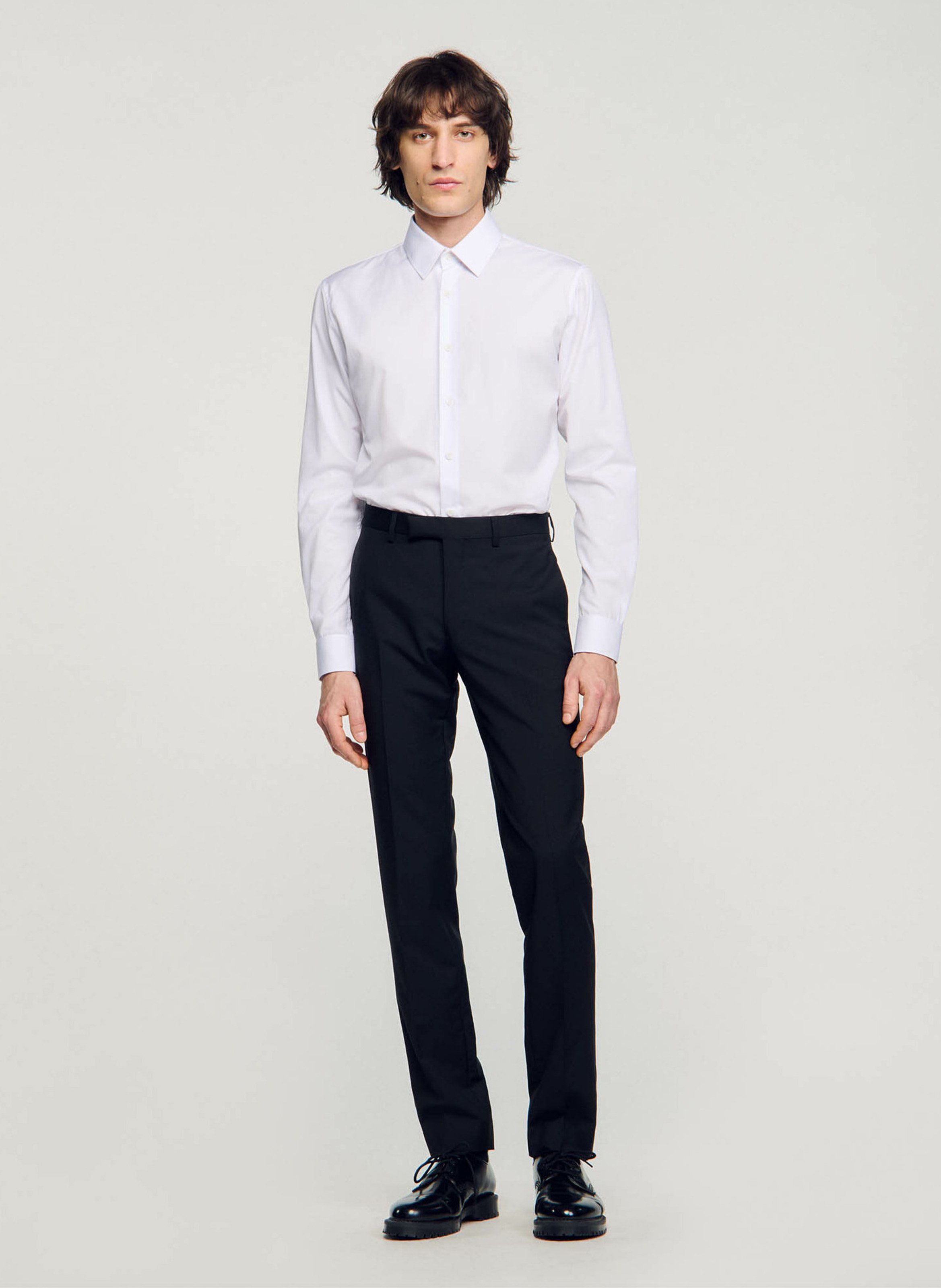 Chemise droite en coton mélangé SANDRO Blanc