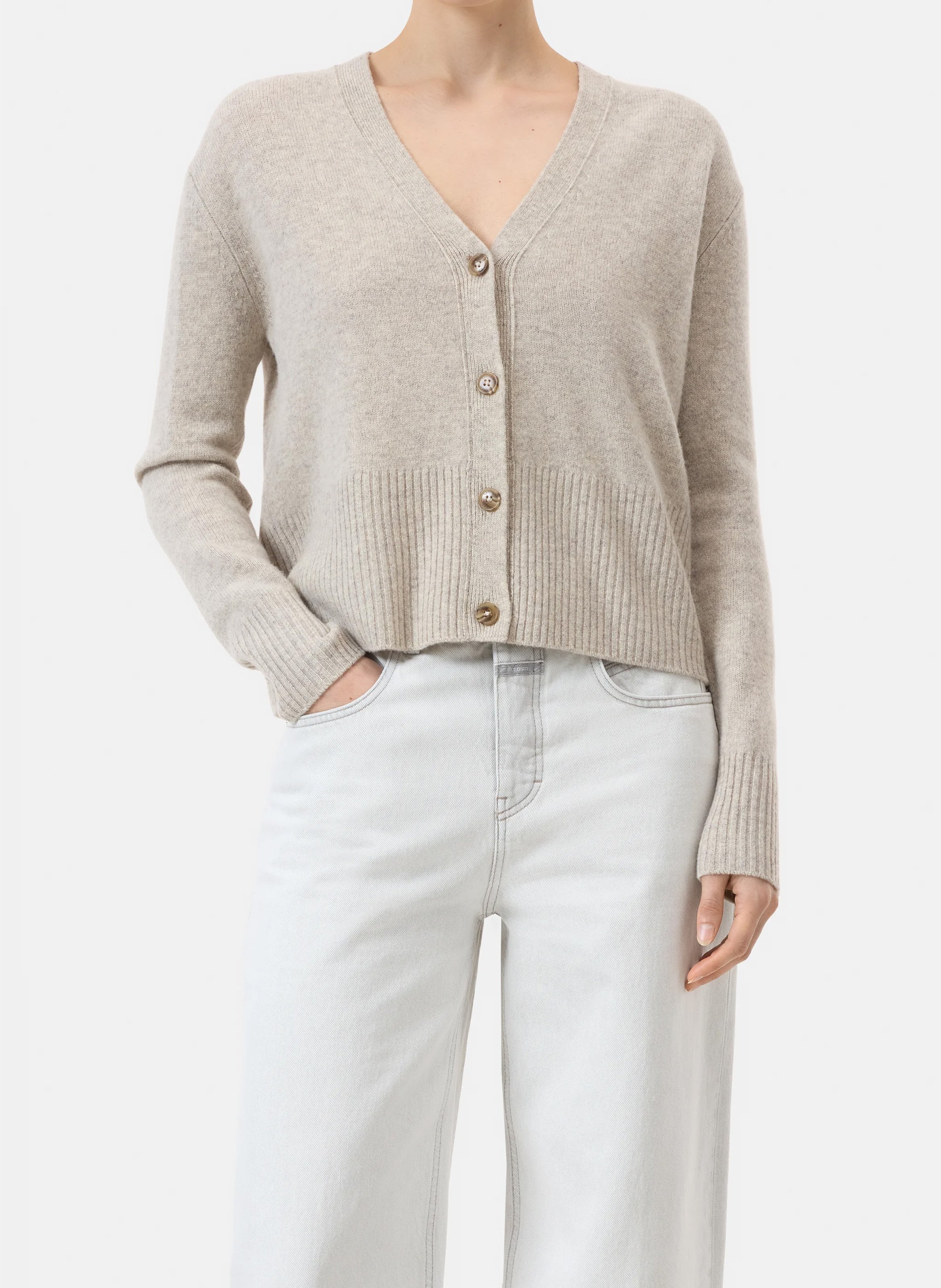 Straight V-neck wool vest CLOSED Beige