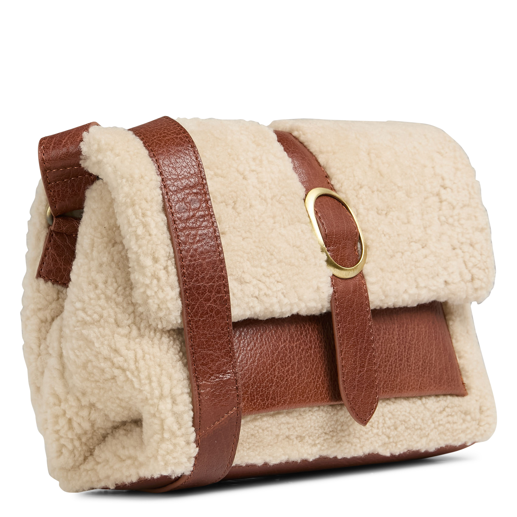 Sac bandoulière bouclette en cuir MAISON 123 Blanc