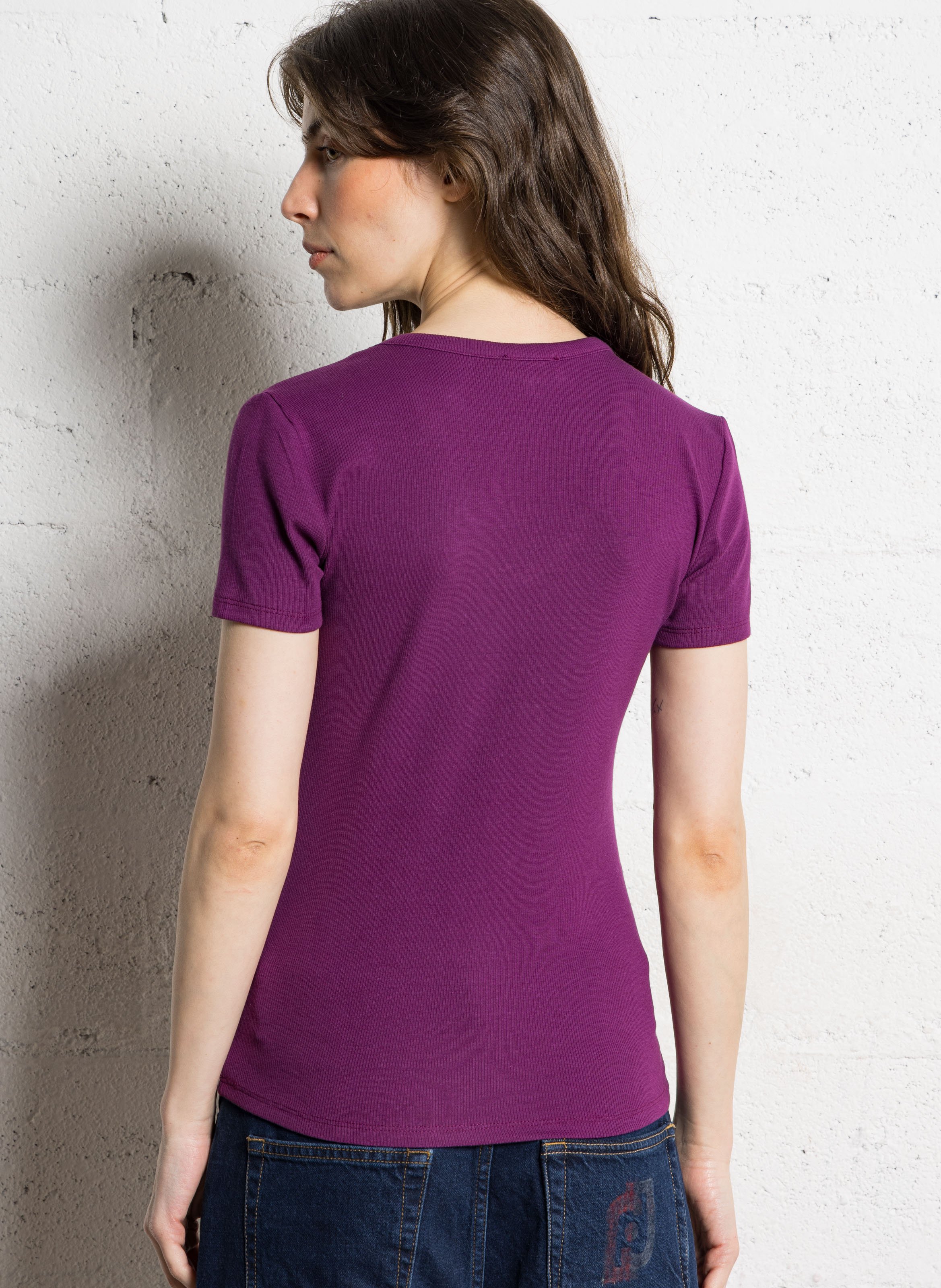 Basic cotton-mix T-shirt MAISON 123 Purple