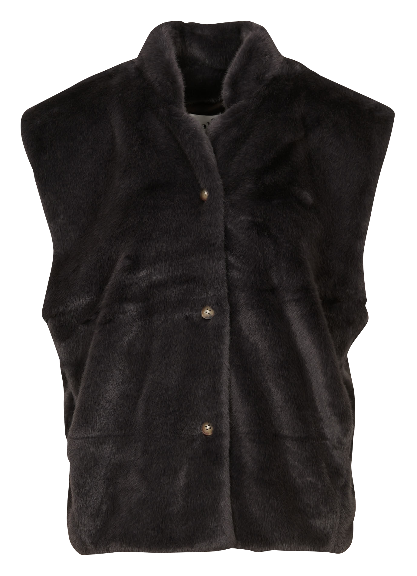 Rechte jas met V-hals in imitatiebont. LAB DIP Grijs