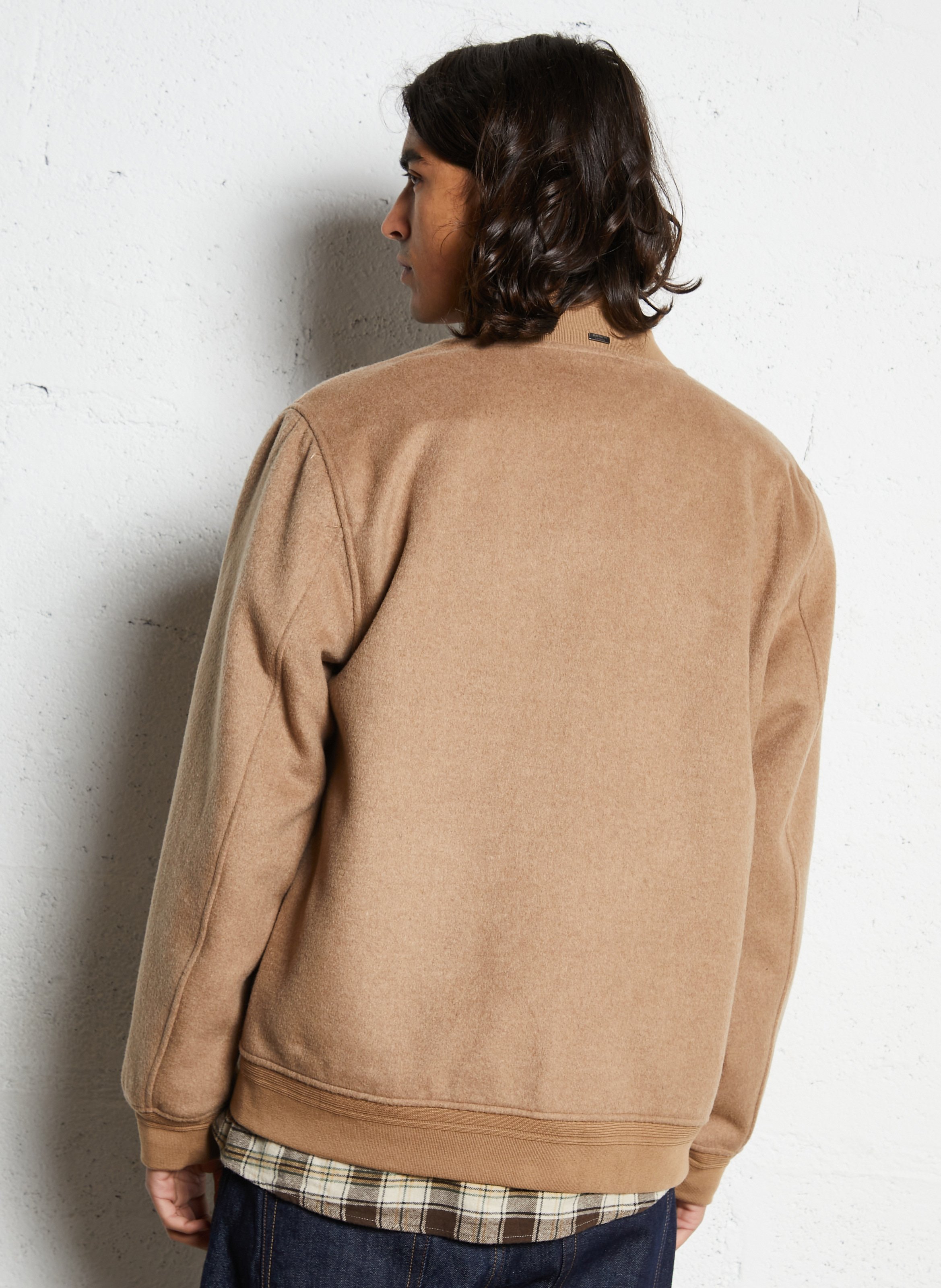 Wollmischung Teddy-Kragen Bomberjacke HACKETT Beige