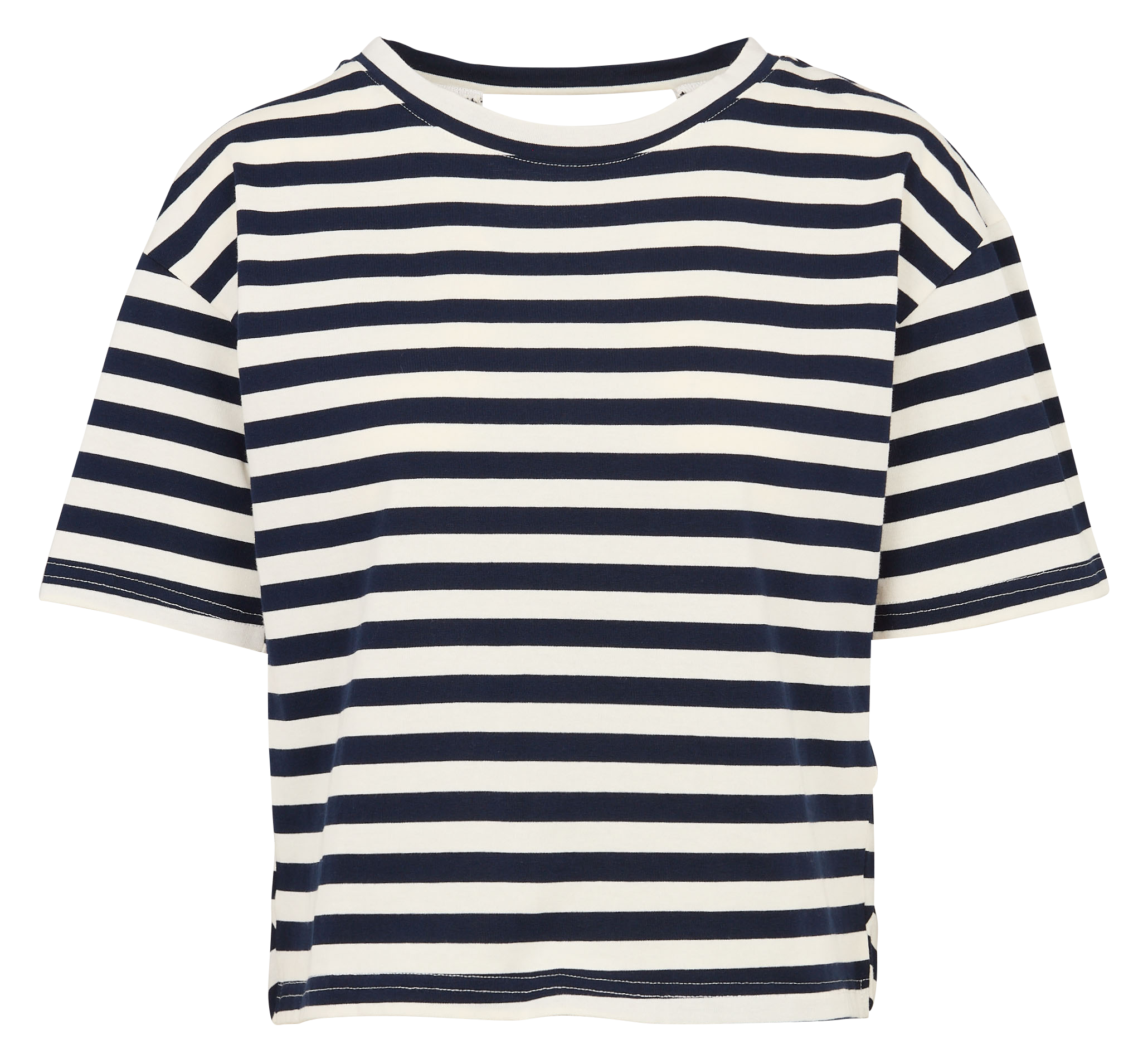 Gestreiftes Rundhals-T-Shirt Blau