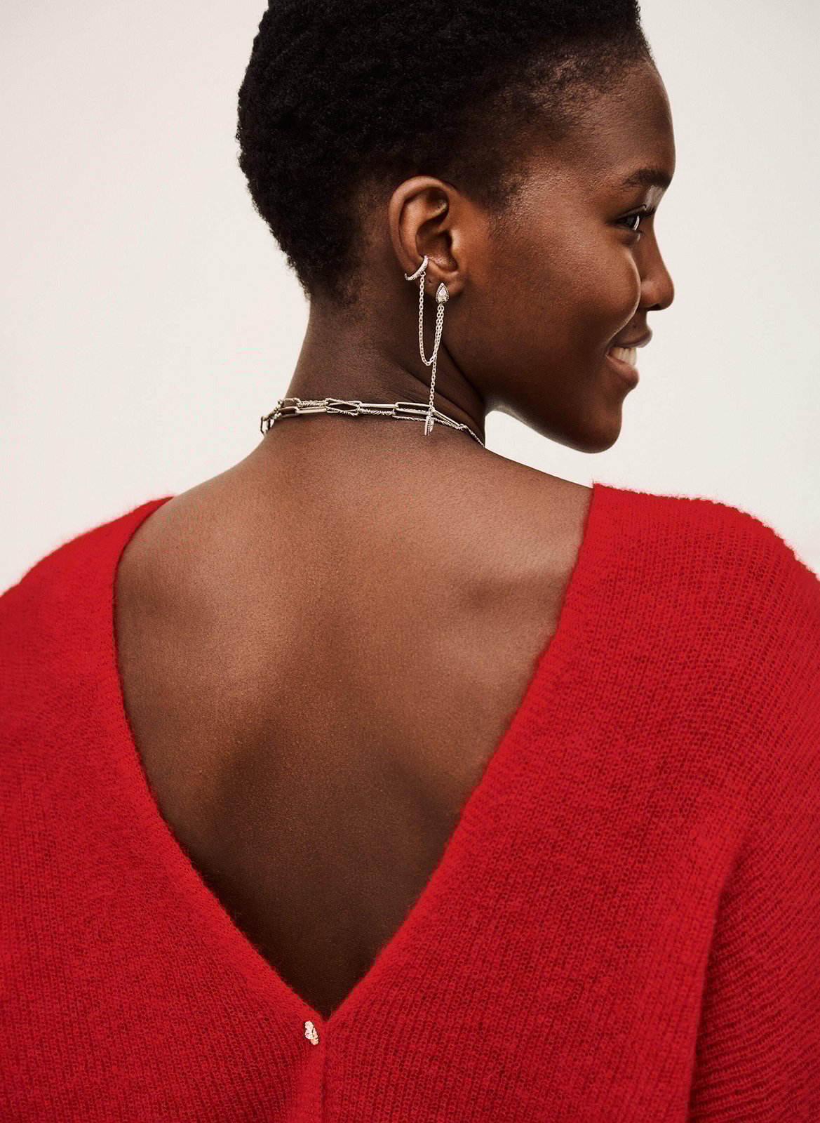 Pull droit col rond en maille BA&SH Rouge