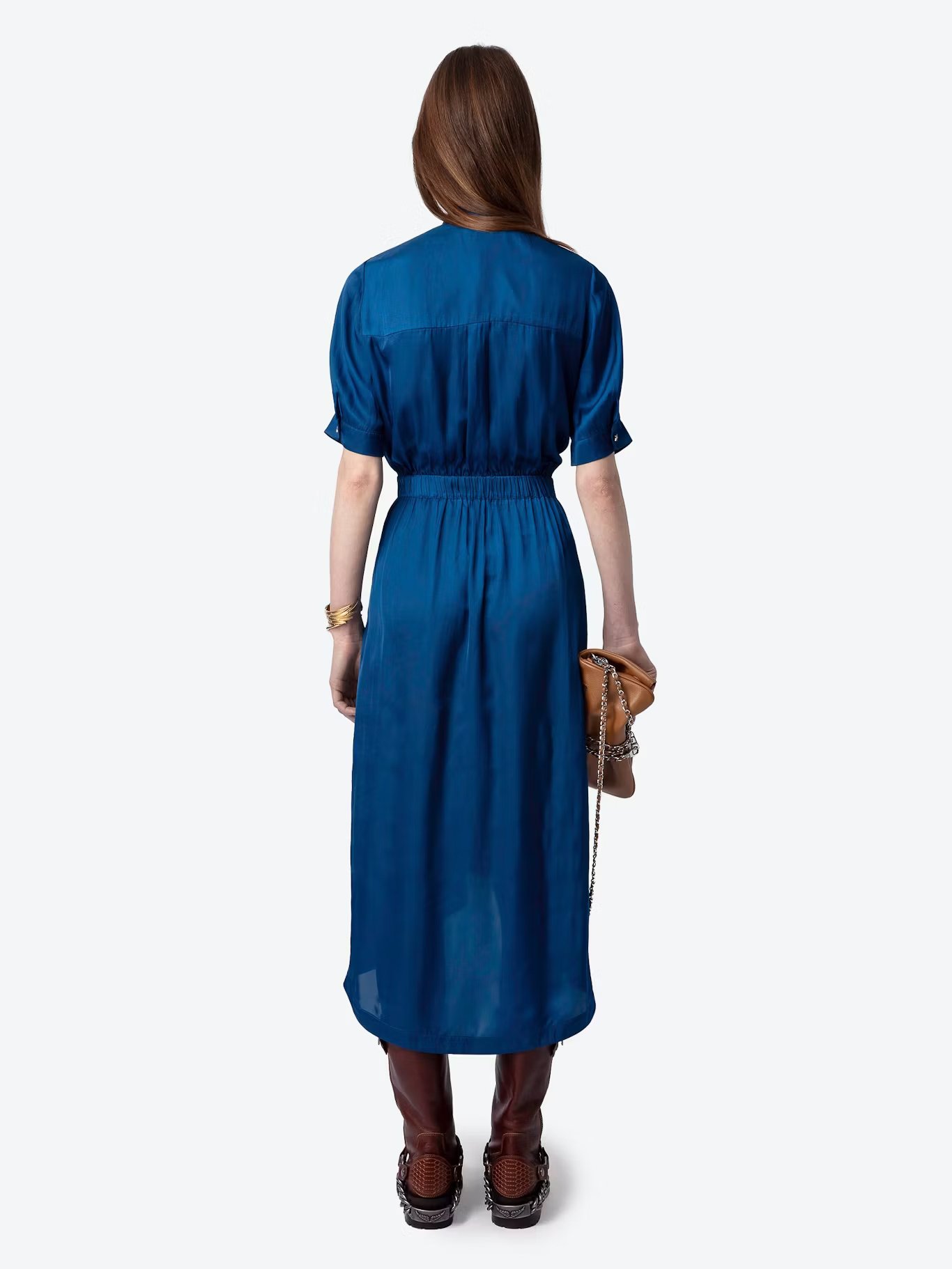 Robe longue droite col en fibres recyclées mélangées ZADIG&VOLTAIRE Bleu