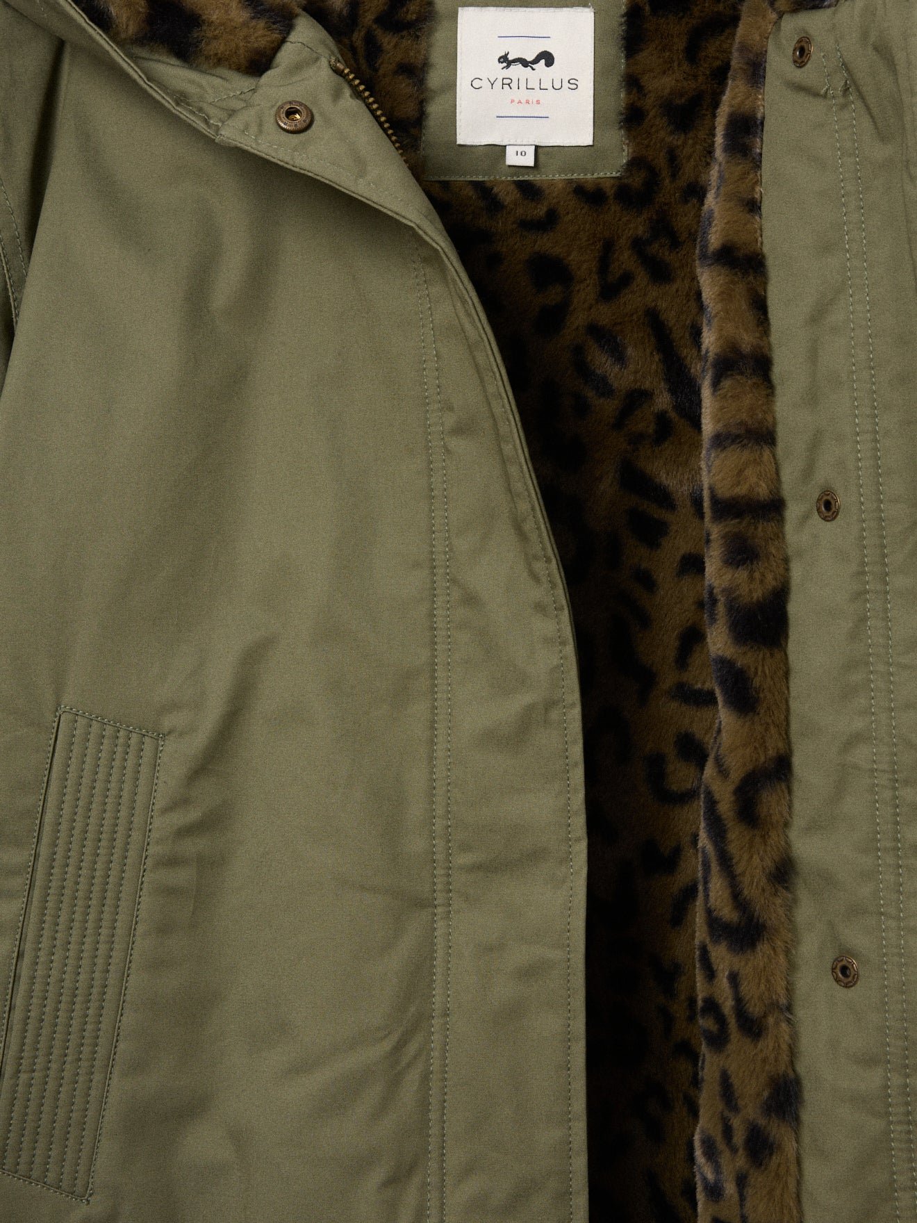 Short parka lined with leopard print CYRILLUS White