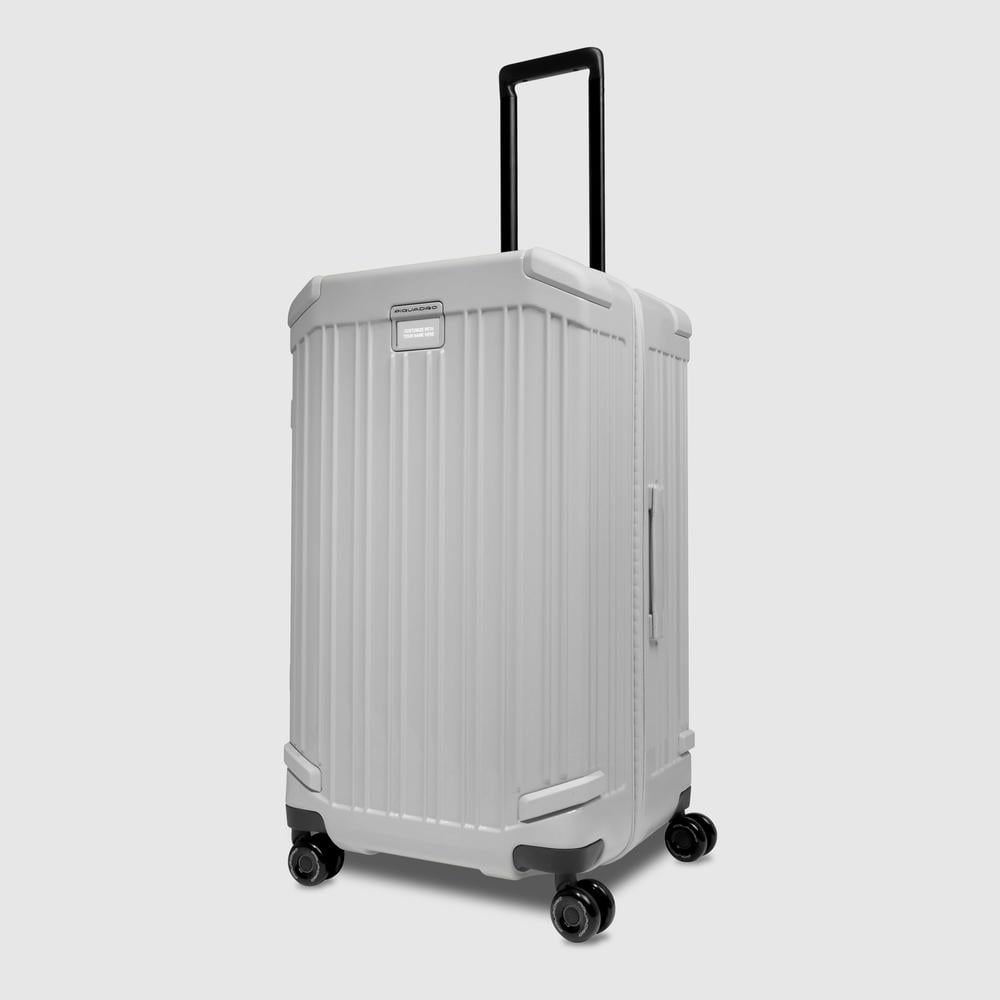 Trunk model 4-wheel trolley suitcase with TSA lock, small size PIQUADRO White