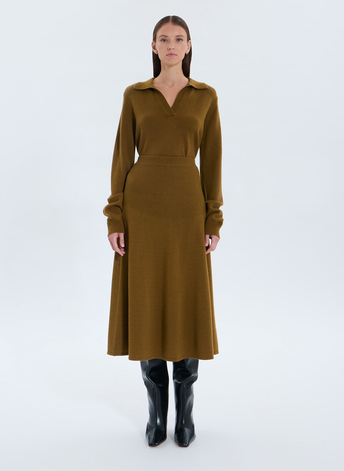 Jupe longue en laine ZAPA Vert