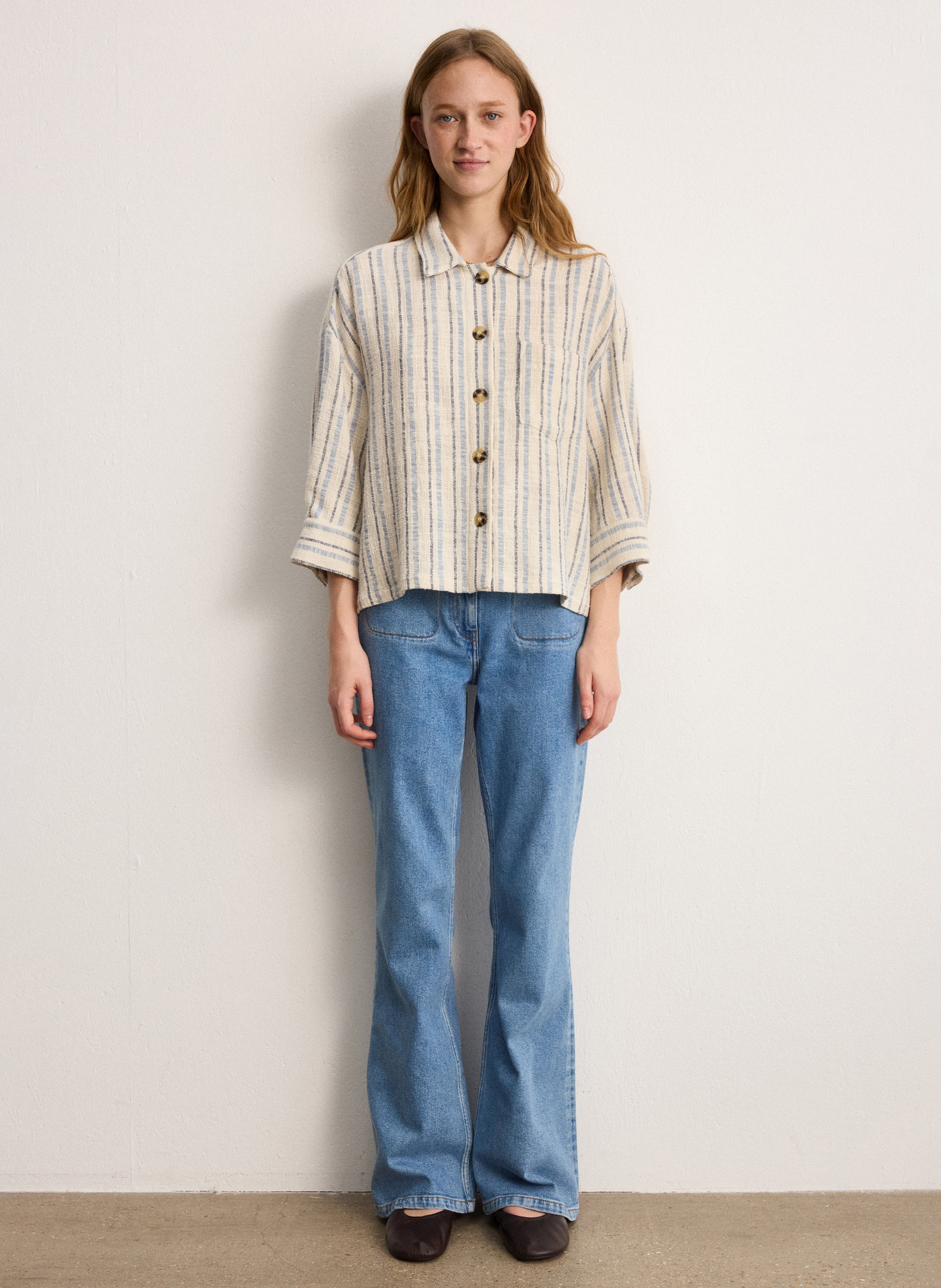 Loose-fit cotton-blend overshirt PABLO Blue