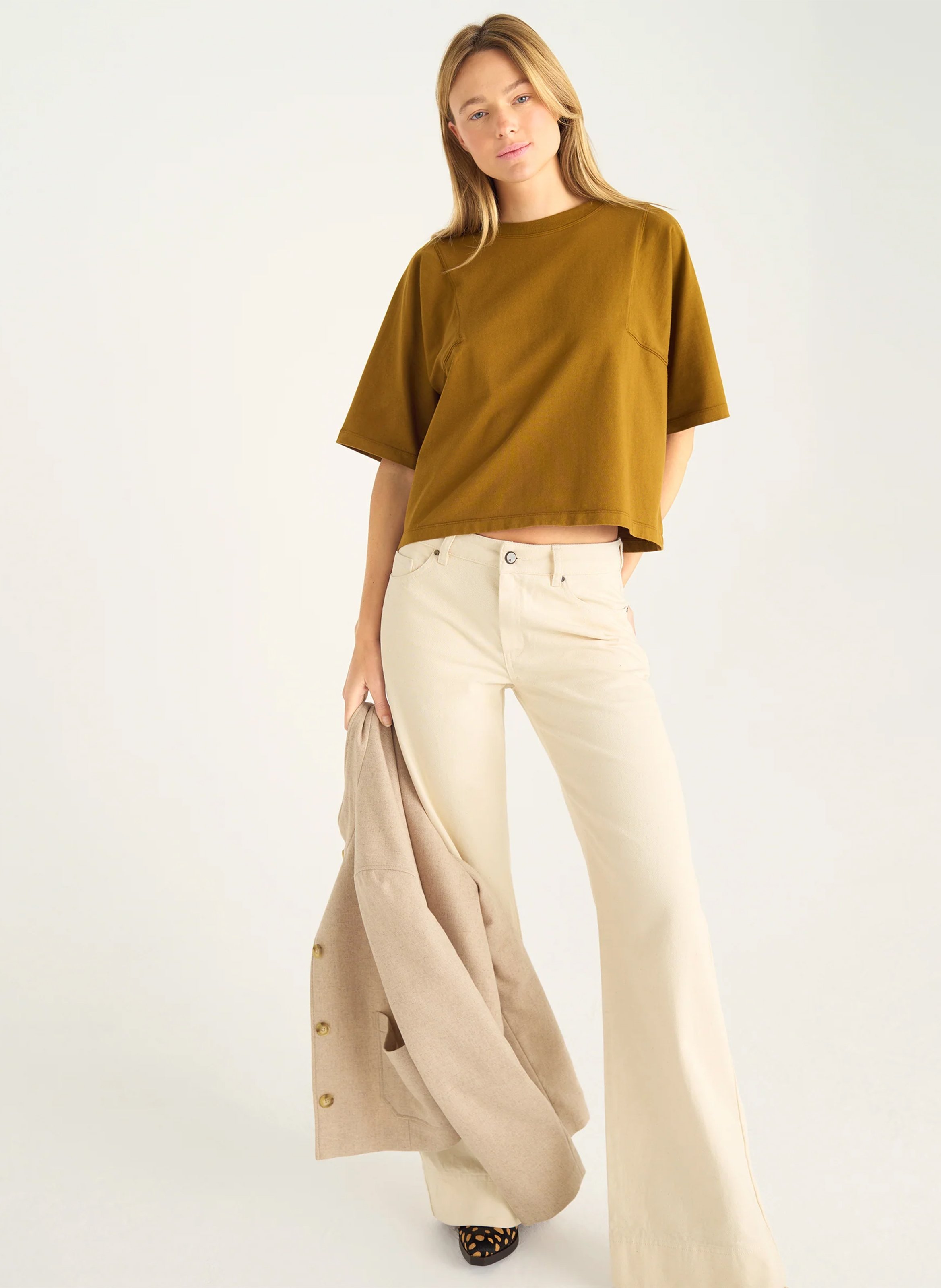 Tee-shirt col rond en coton bio ACOTE Marron