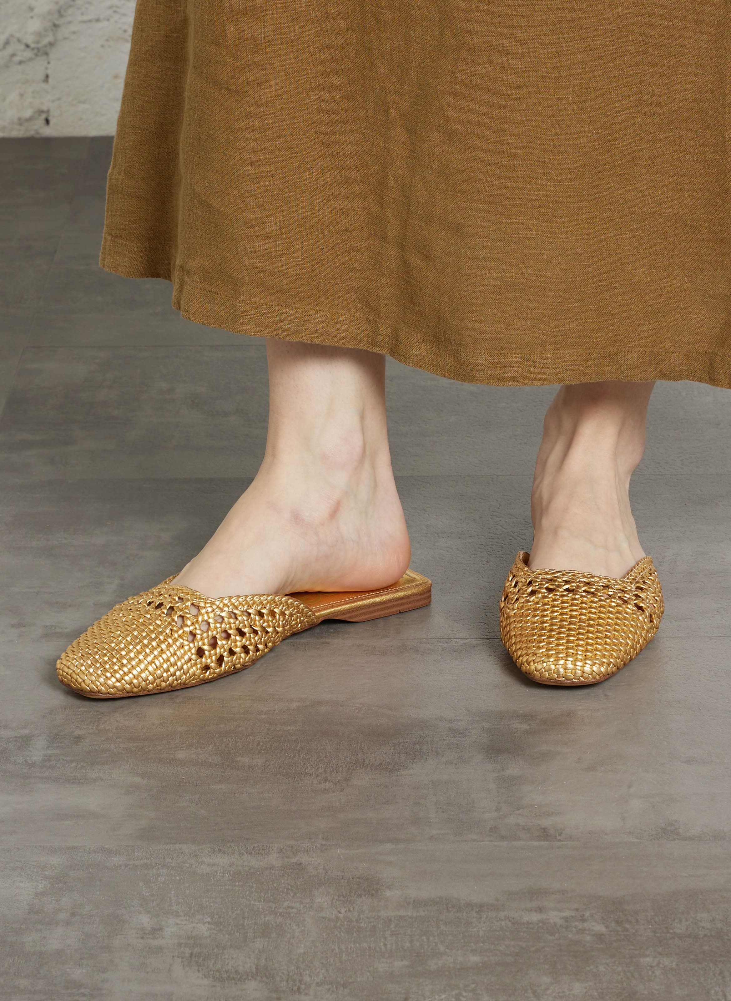 Mules aus Leder mit Metallic-Effekt SAM EDELMAN Golden