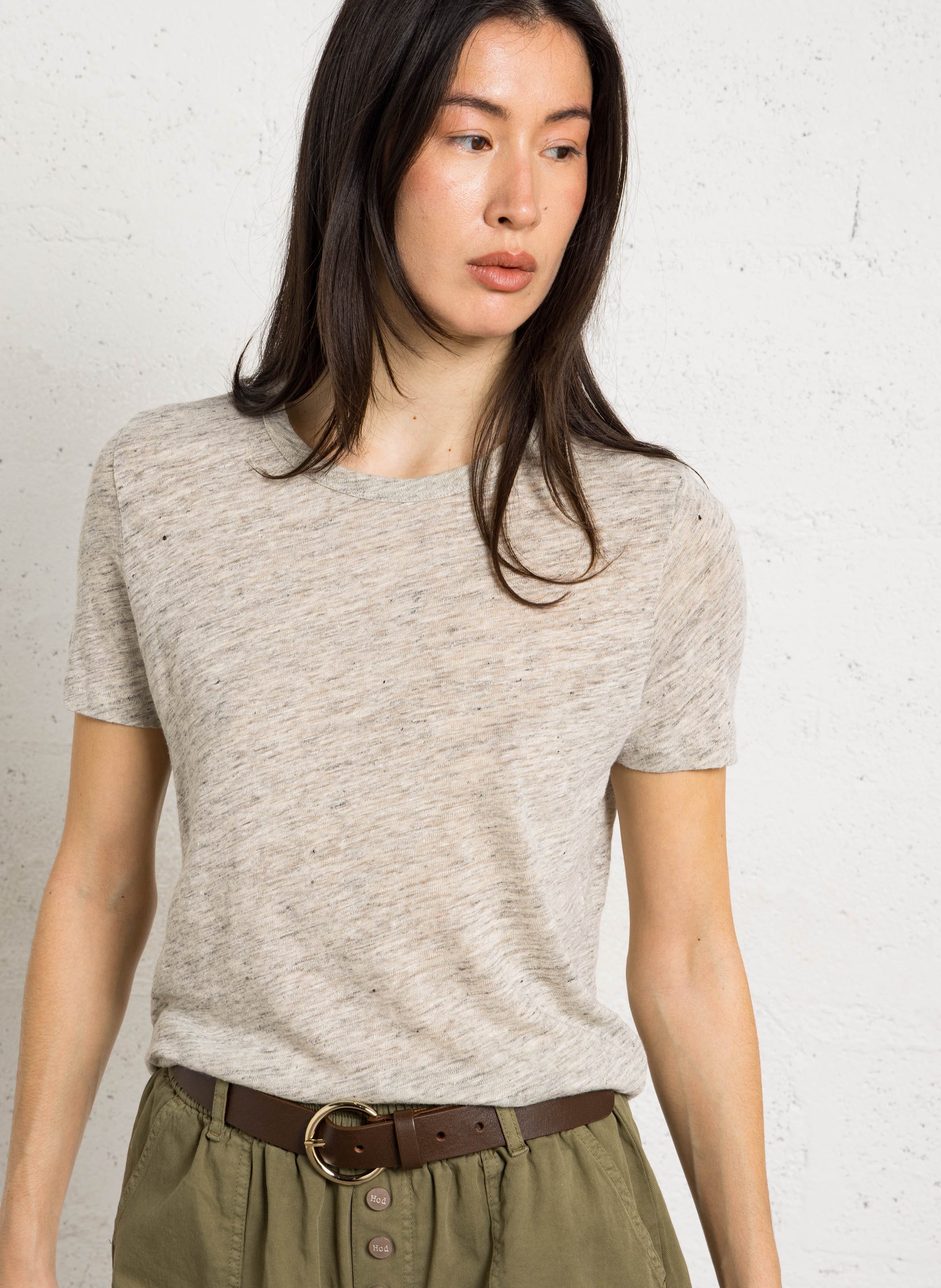 Tee-shirt chiné manches courtes en lin HOD PARIS