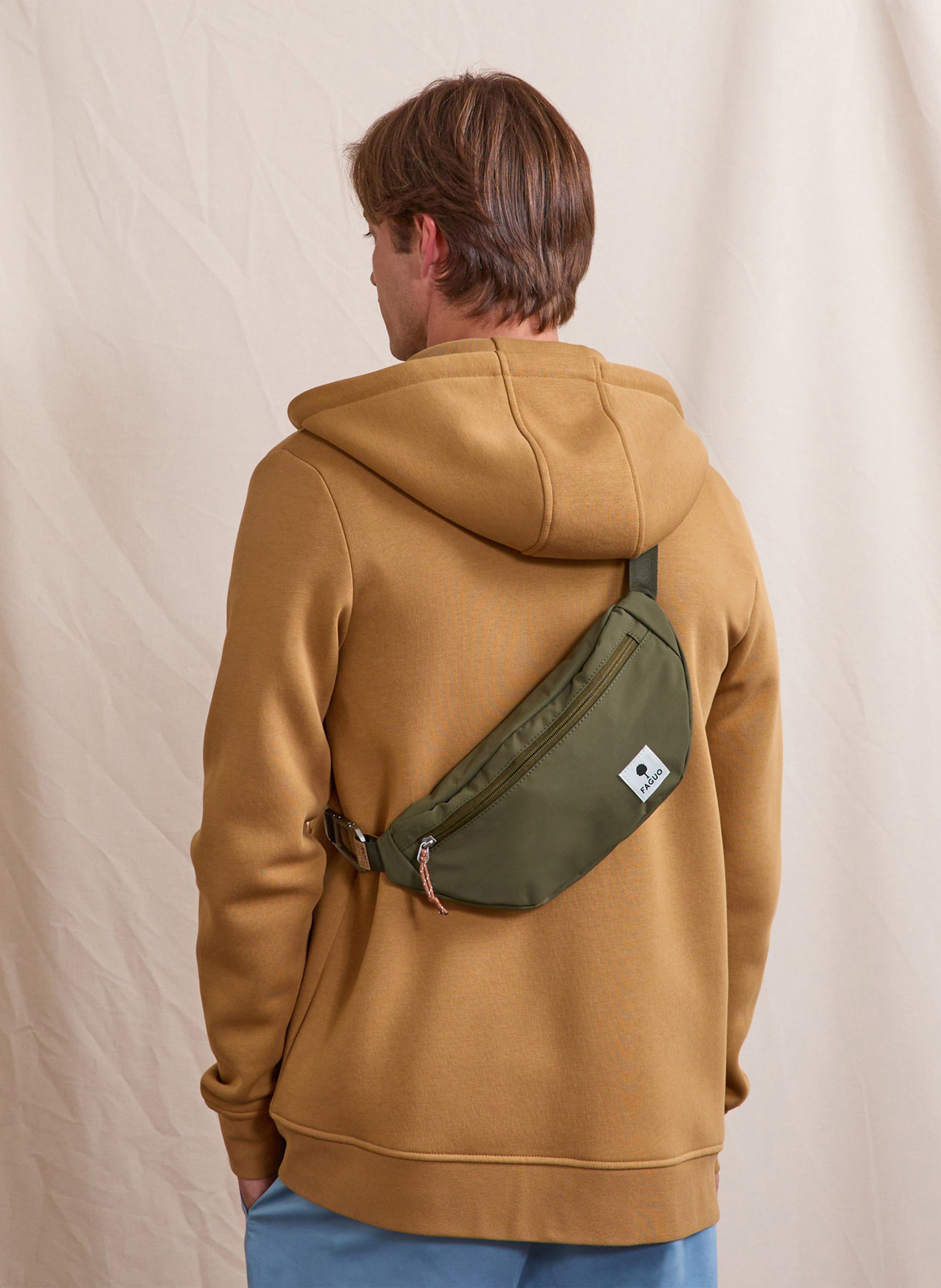 Printed canvas waist bag FAGUO Blue