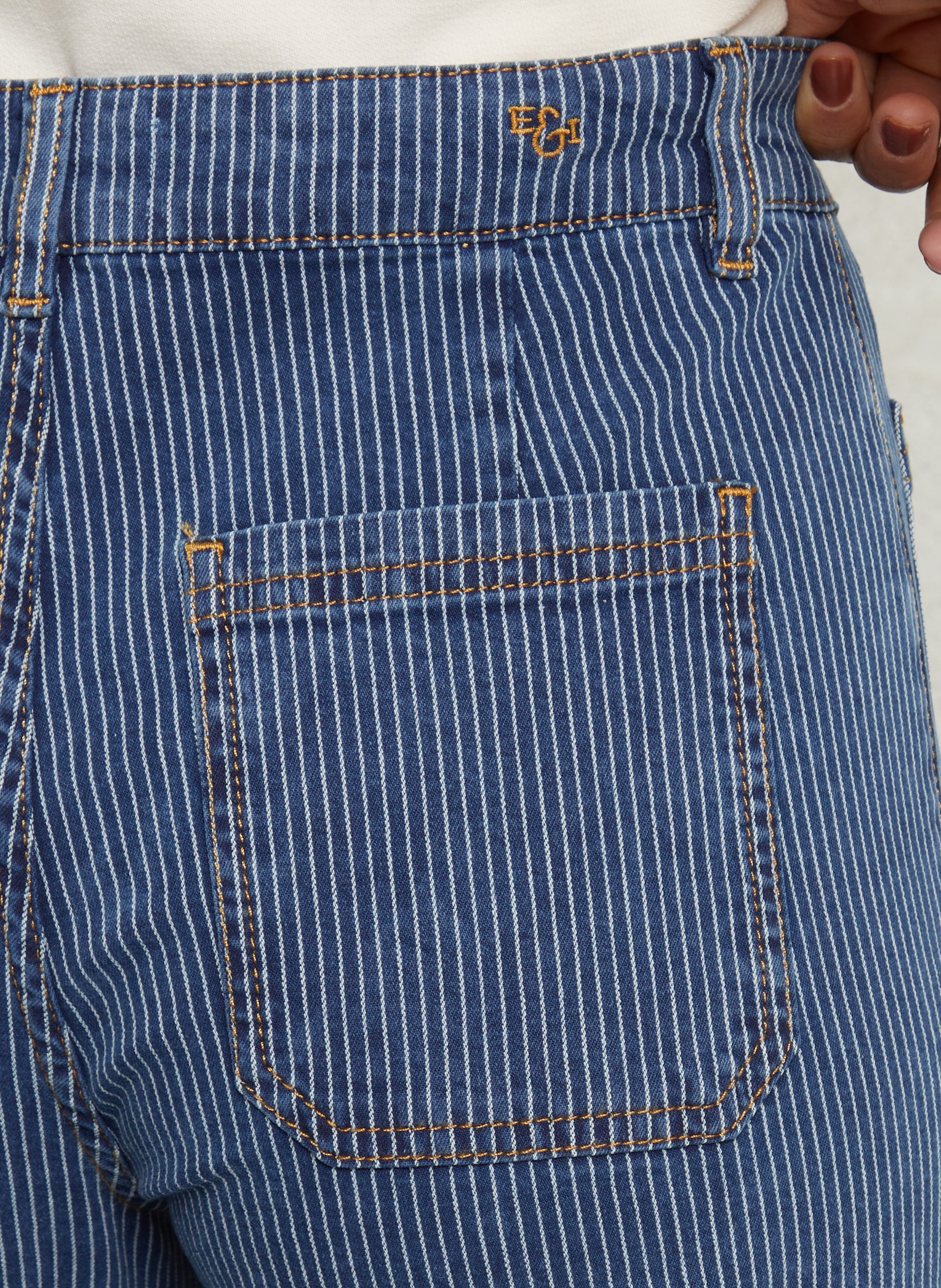 Gerade geschnittene Streifendetail-Denimhose EMILE ET IDA Blau