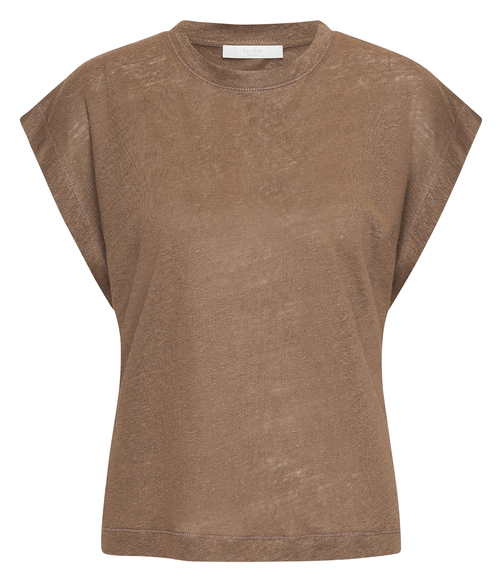 Tee-shirt col rond en lin BY BAR Marron