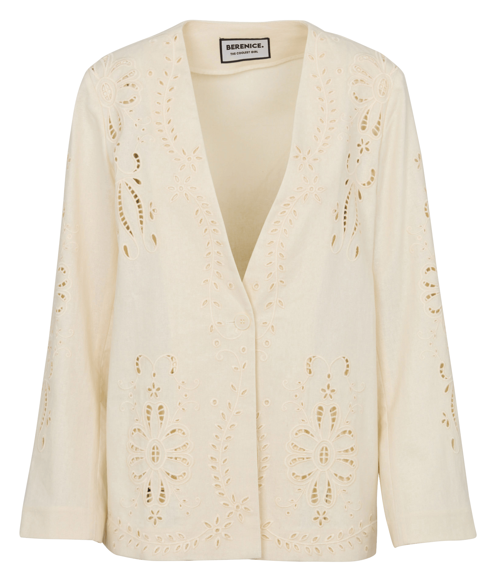 Mixed linen V-neck jacket BERENICE Beige