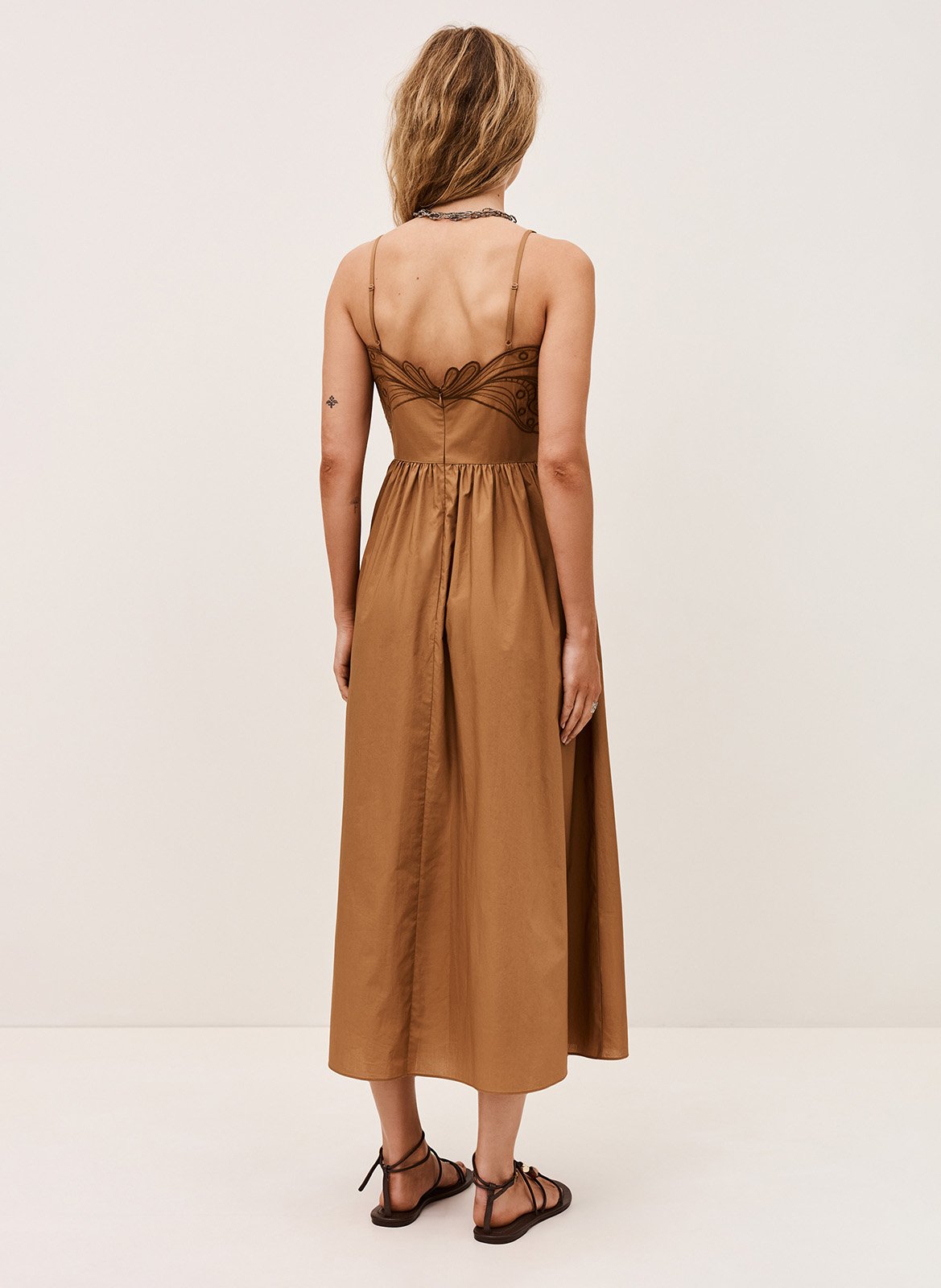 Robe longue bustier en coton BA&SH Marron