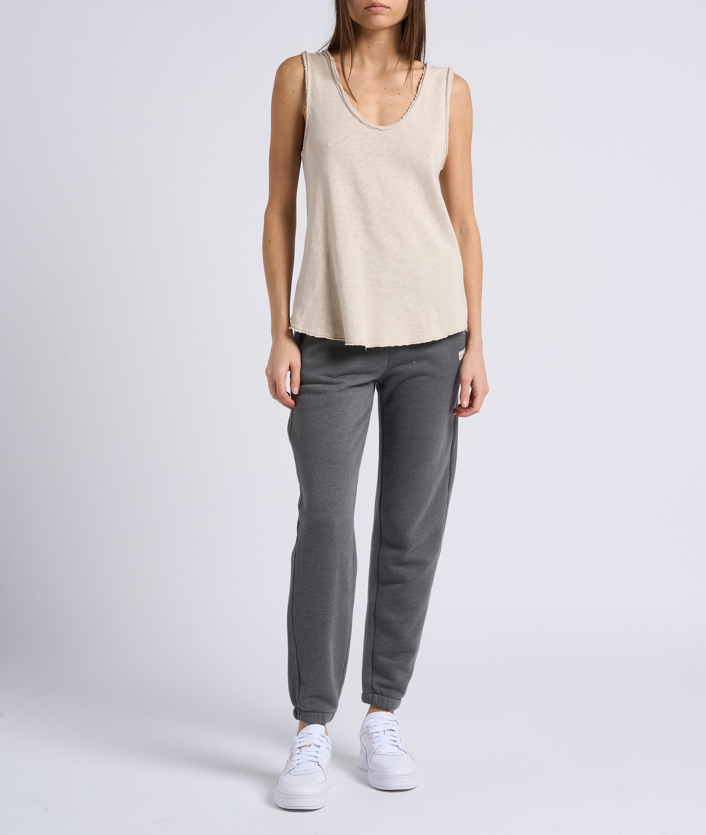 Débardeur col rond droit en coton AMERICAN VINTAGE Beige