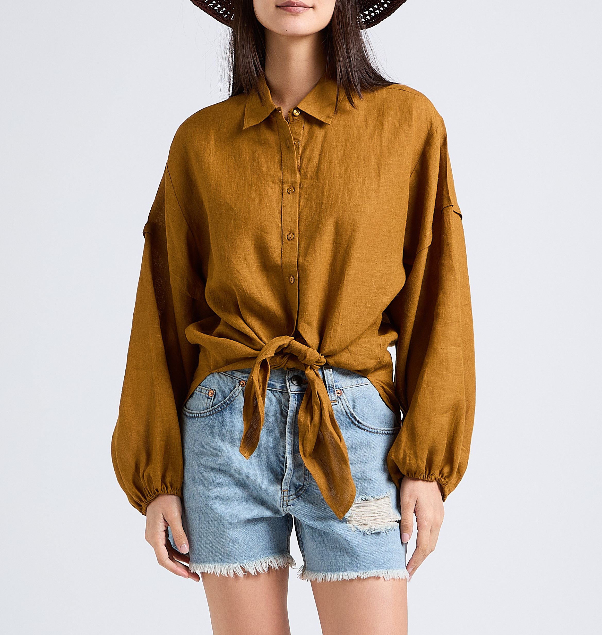 Camisa holgada de lino MES DEMOISELLES Marron