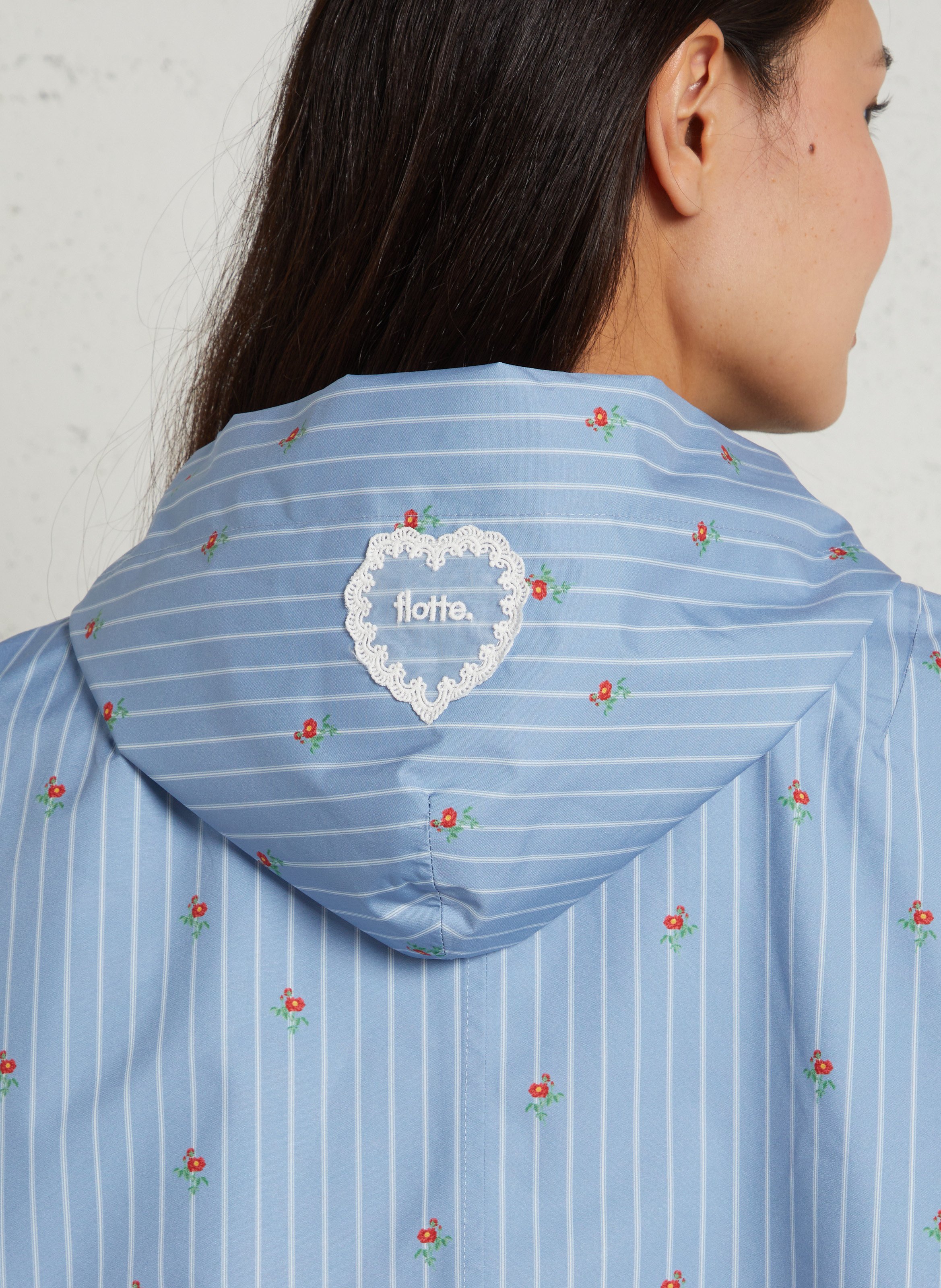 Round neck checkered raincoat FLOTTE Blue