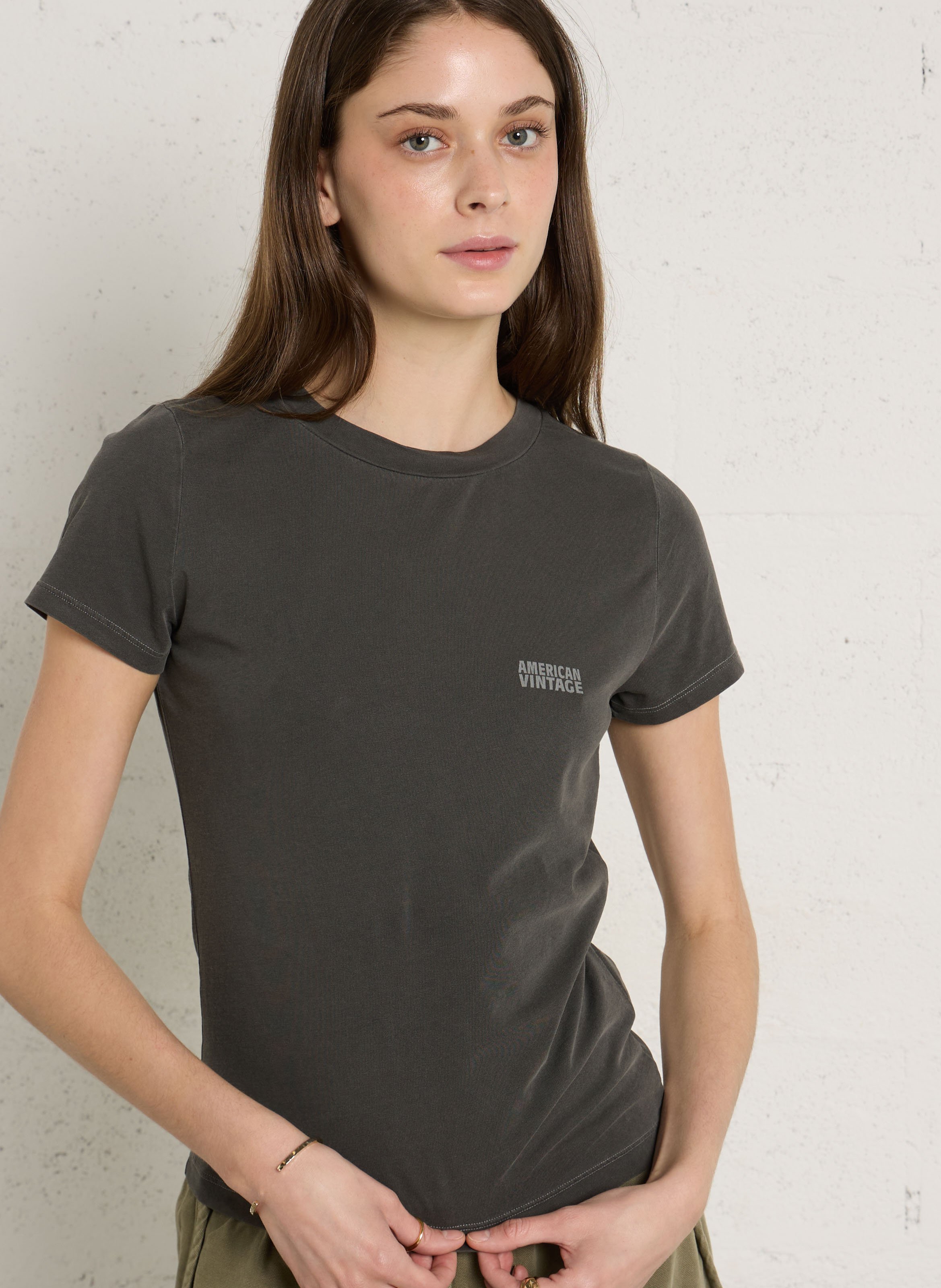 Fitted cotton blend t-shirt AMERICAN VINTAGE Black