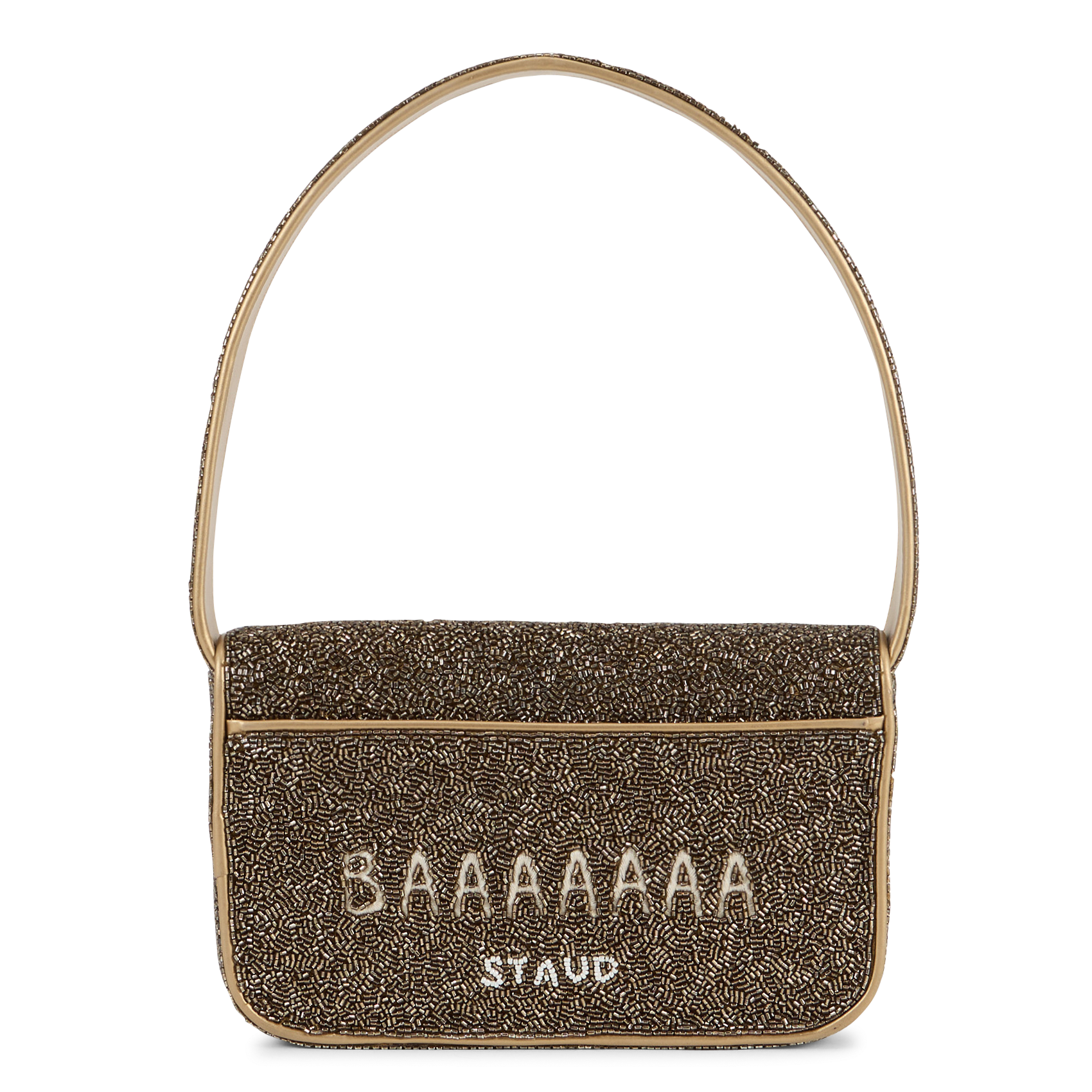 Shoulder bag with floral pattern beads STAUD Golden