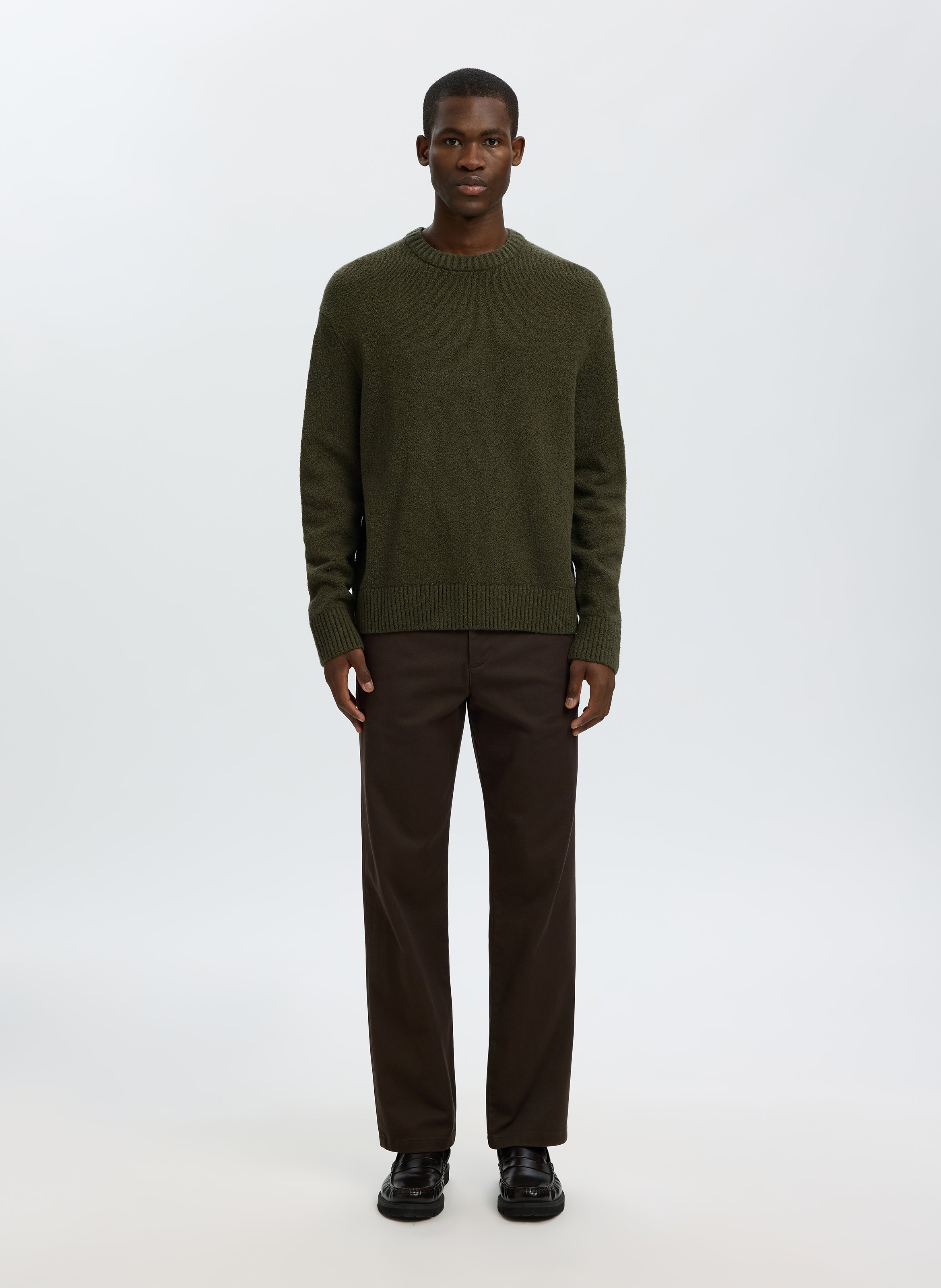 Pull droit en coton bio mélangé SELECTED Vert