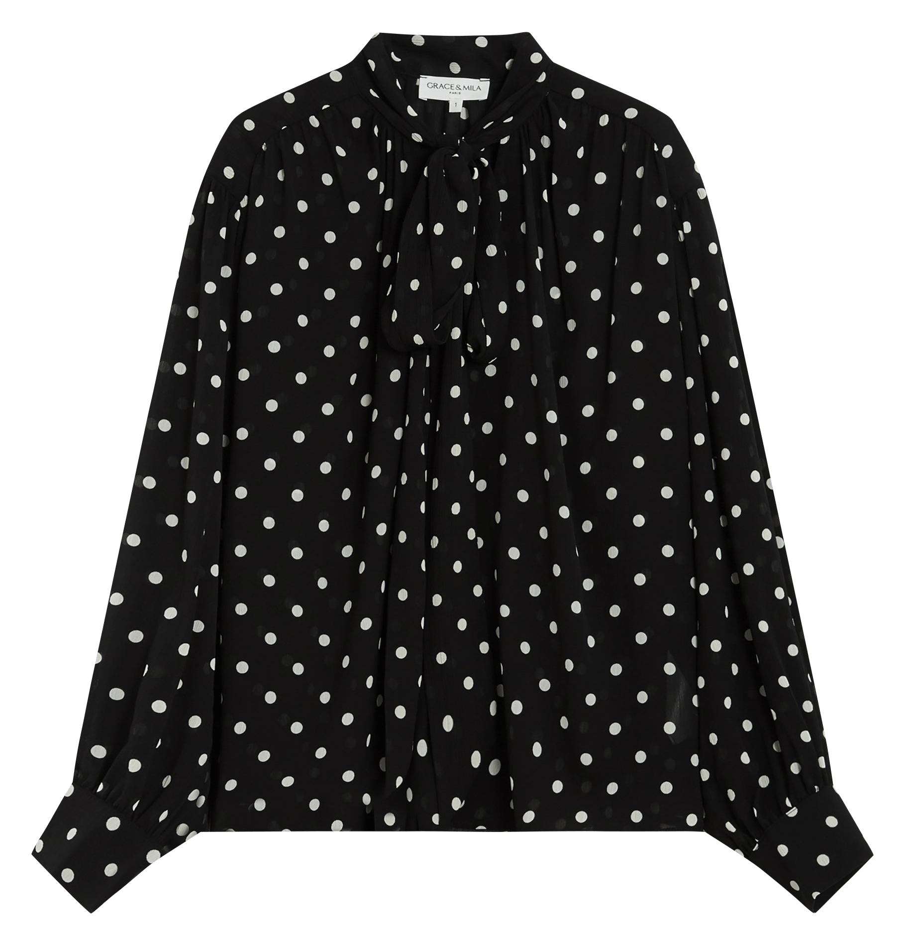 Wijdvallende blouse met stippen GRACE ET MILA Zwart