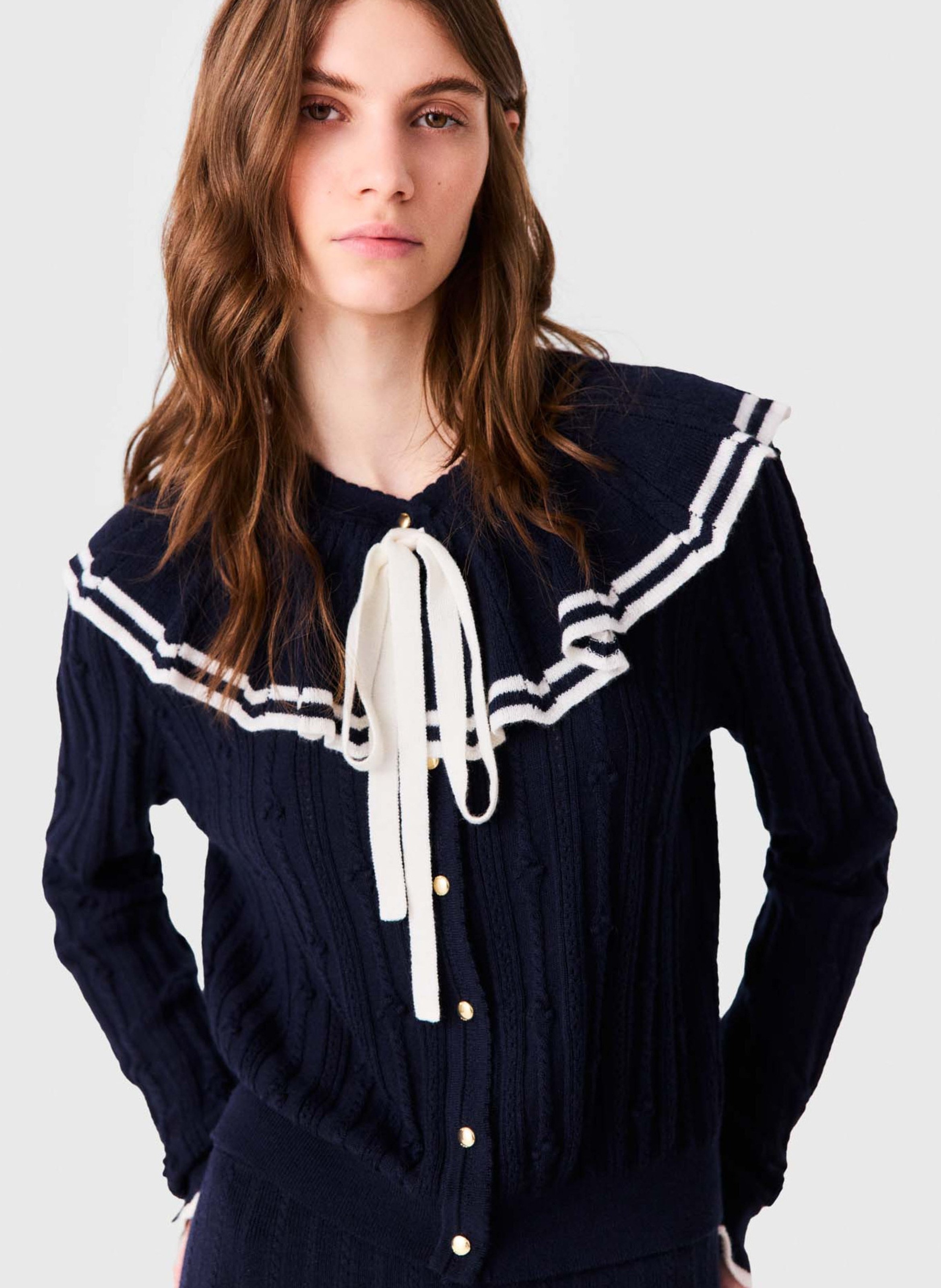 Rechte geribbelde cardigan MAJE Blauw
