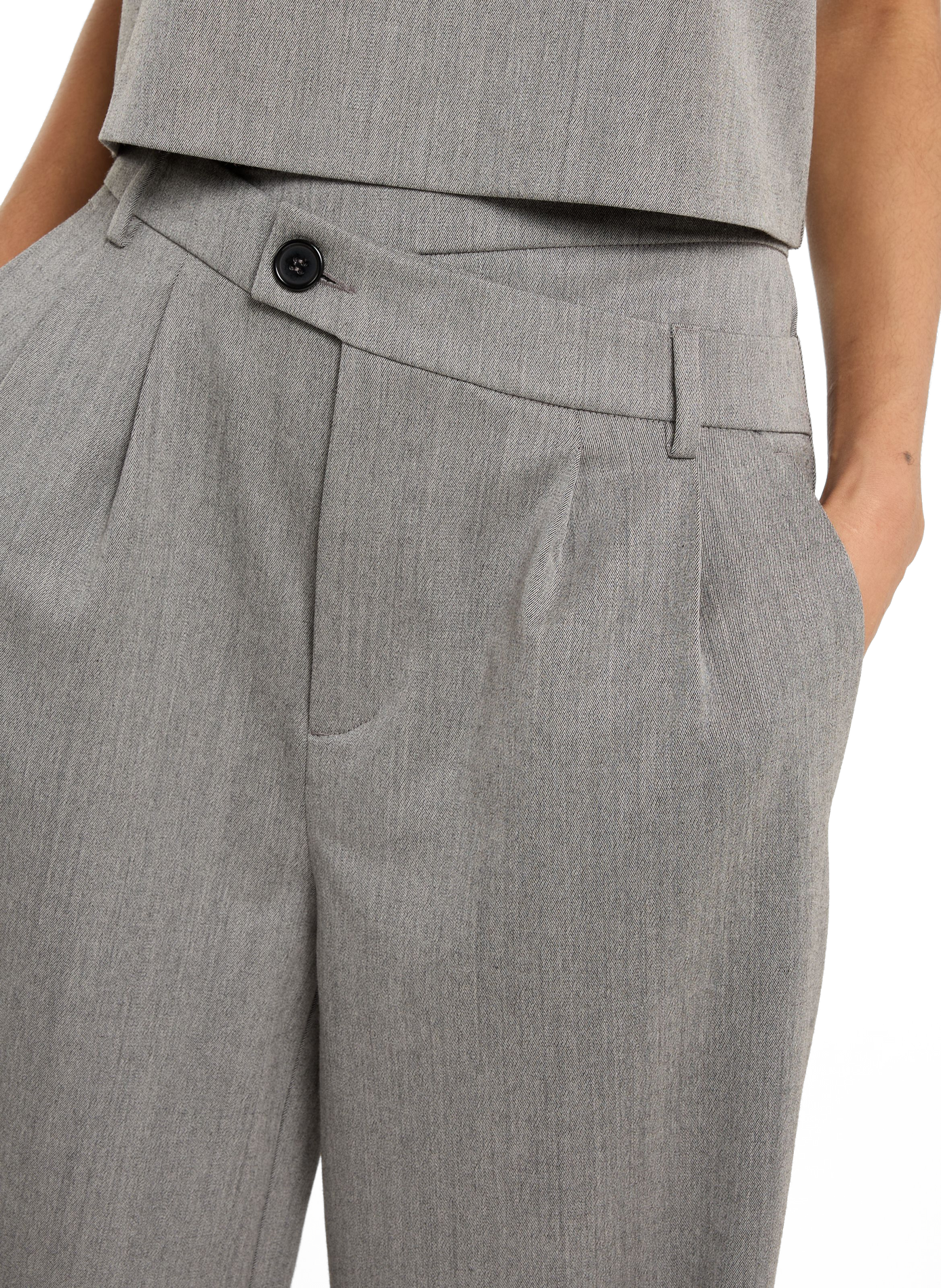 Bandplooibroek met hoge taille SAISON 1865 Grijs