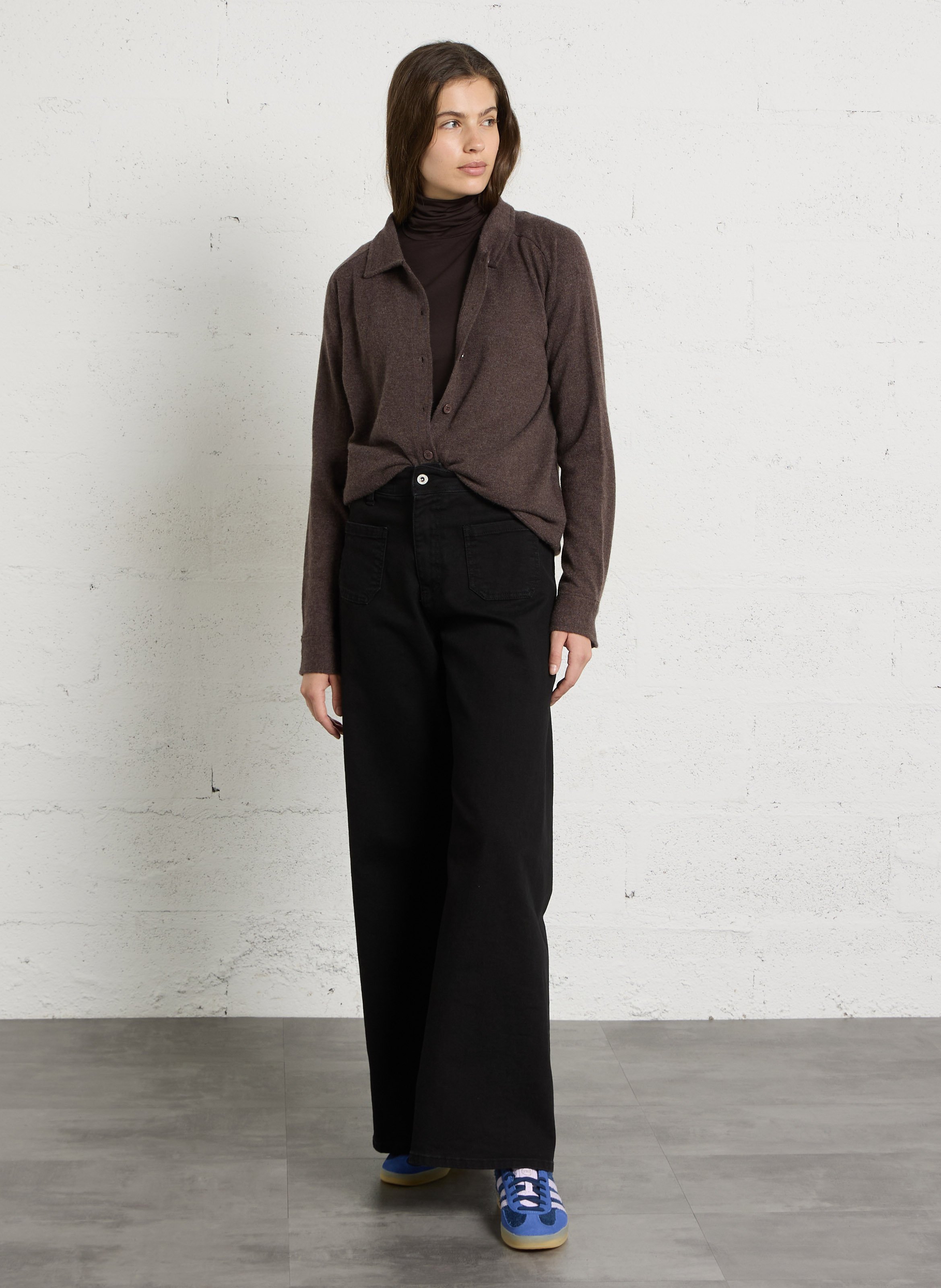 Long-sleeve cashmere cardigan MAJESTIC FILATURES Brown