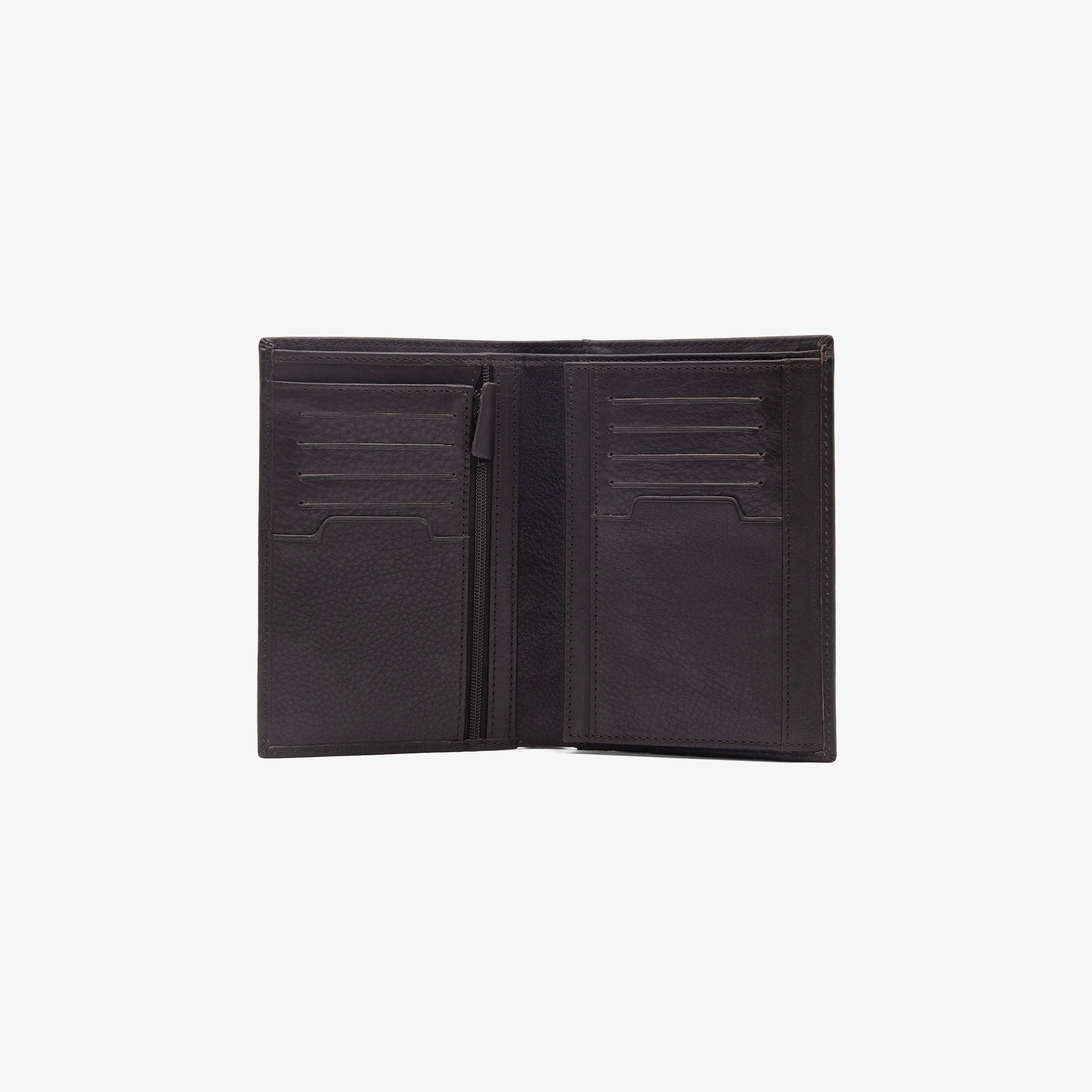 Vertical leather wallet with embossed logo SERGE BLANCO Brown
