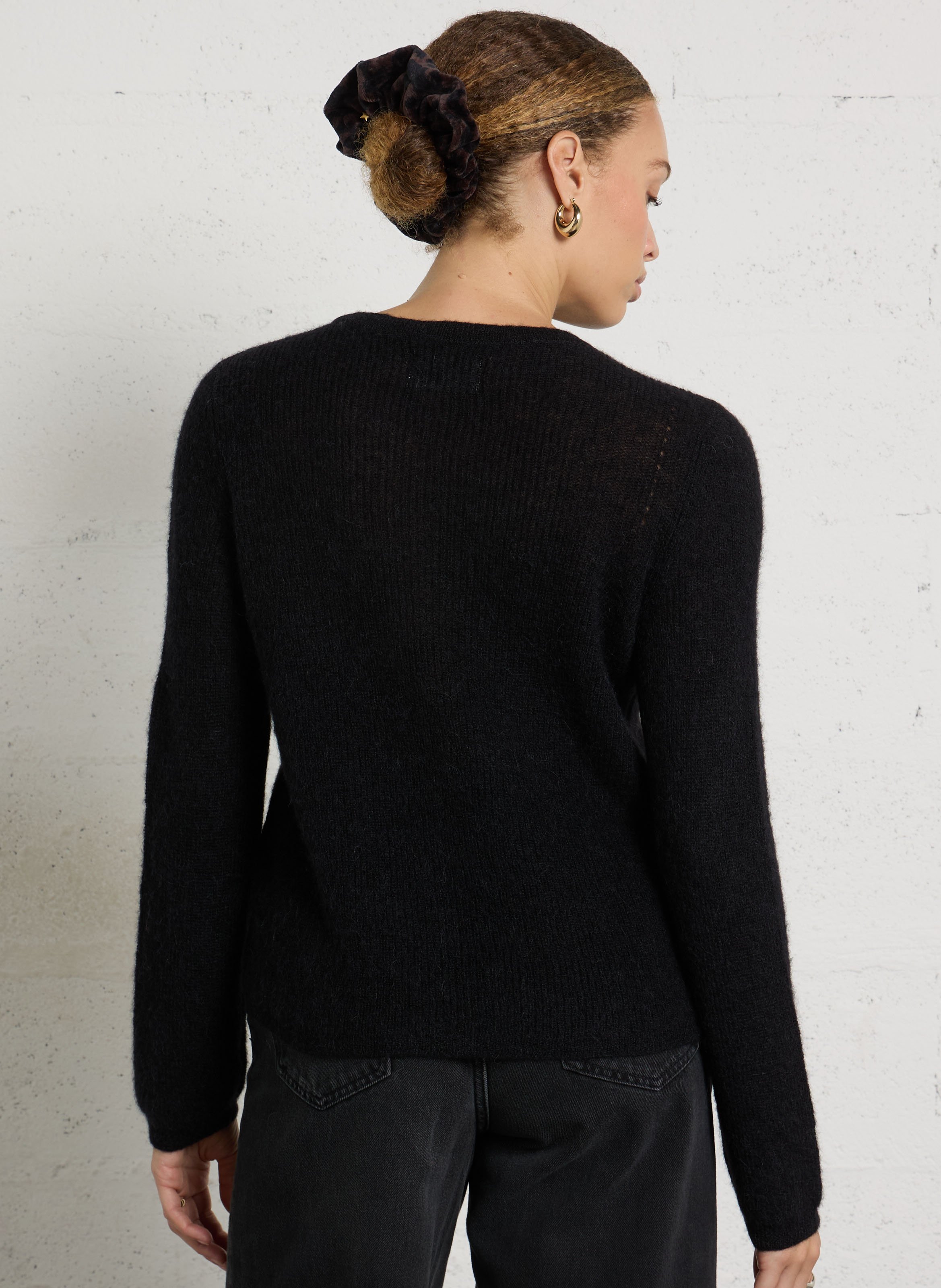 Oversize-Strickpullover mit Rundhalsausschnitt DES PETITS HAUTS Schwarz
