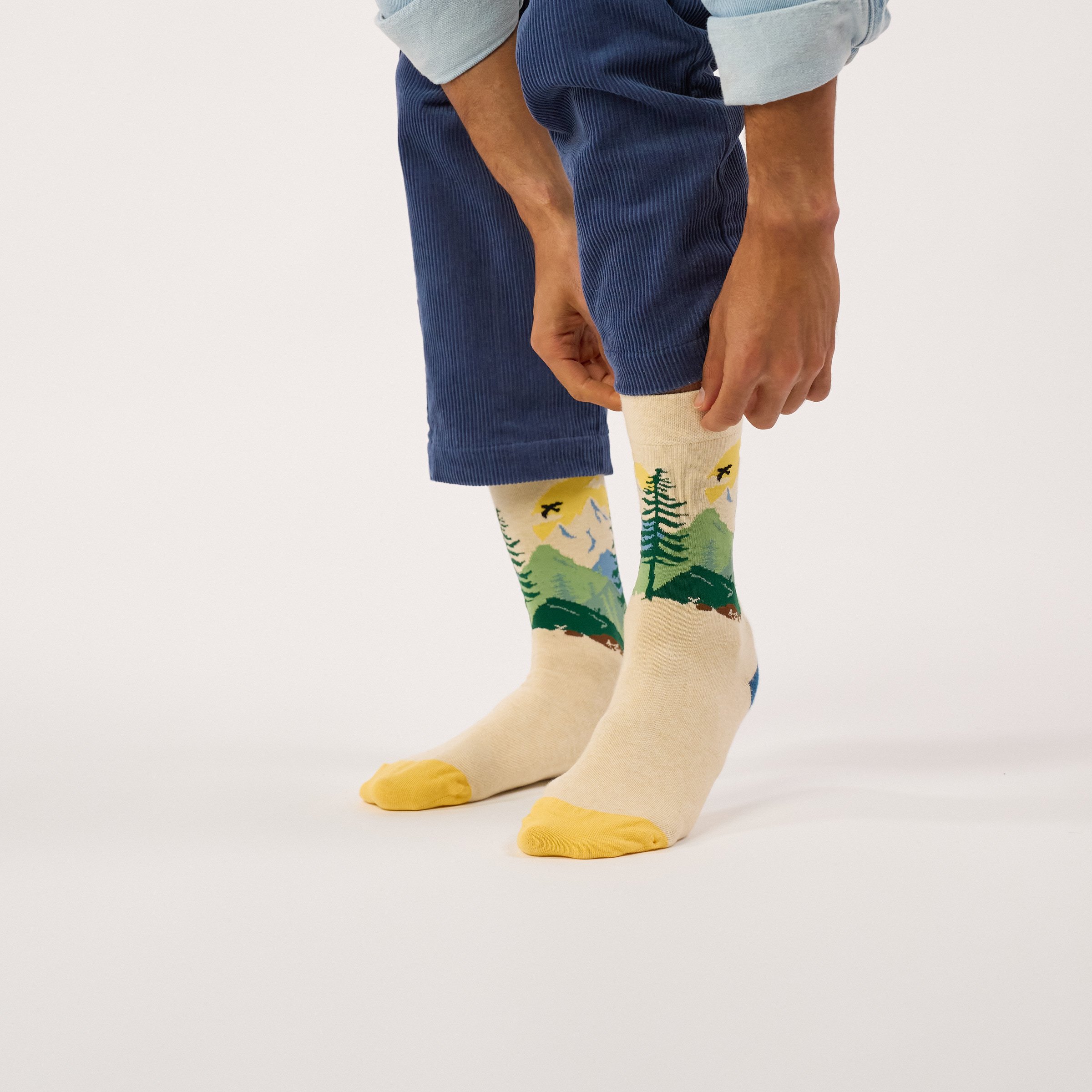 Combed Cotton Socks with Patterns BILLYBELT Beige