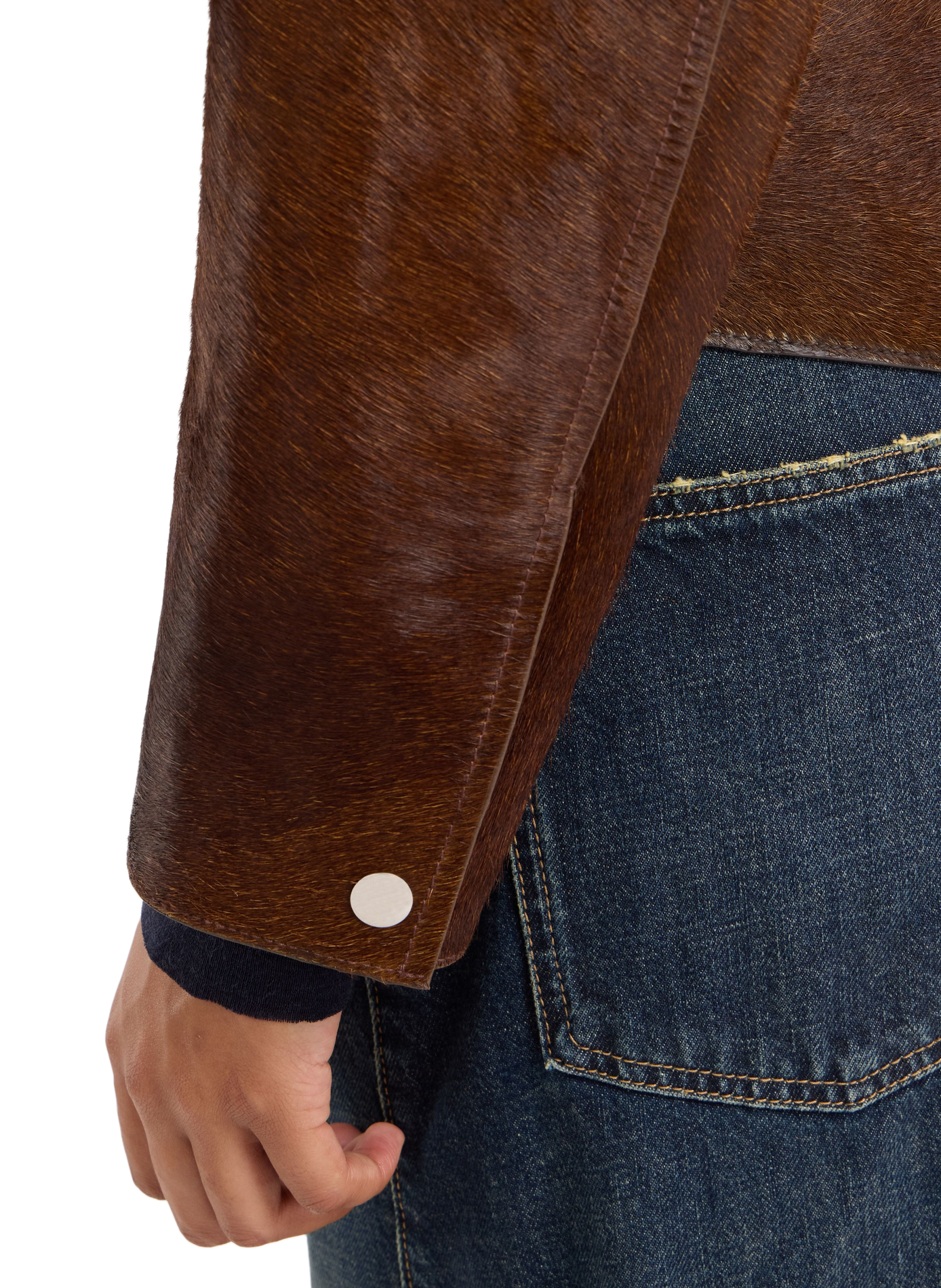 Short bumiu leather jacket in pony skin bumiu SAISON 1865 Brown