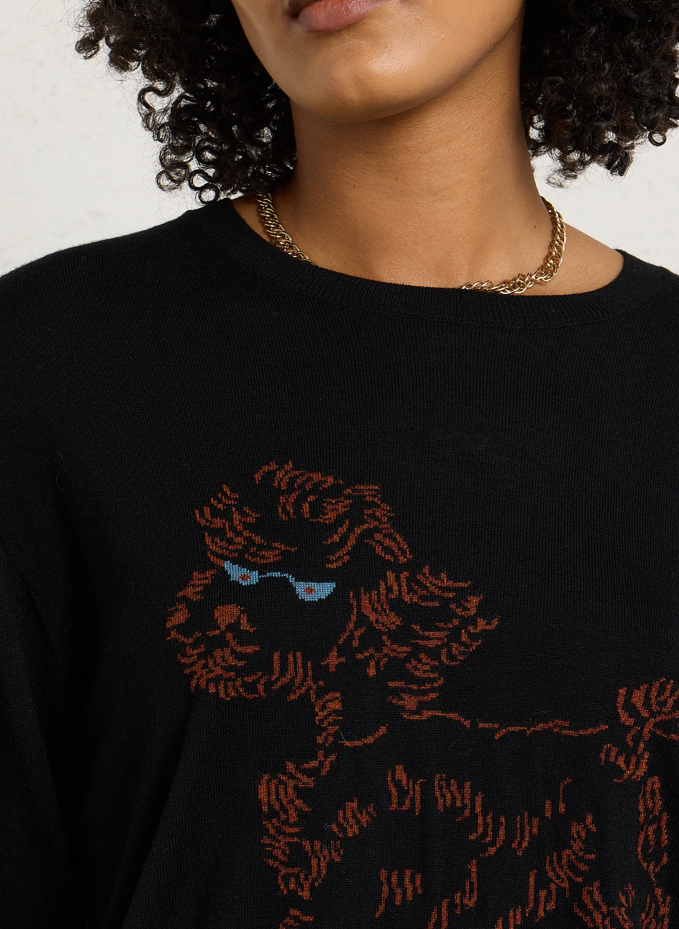 Langarm-Shirt mit Woll-Siebdruck NICE THINGS Schwarz