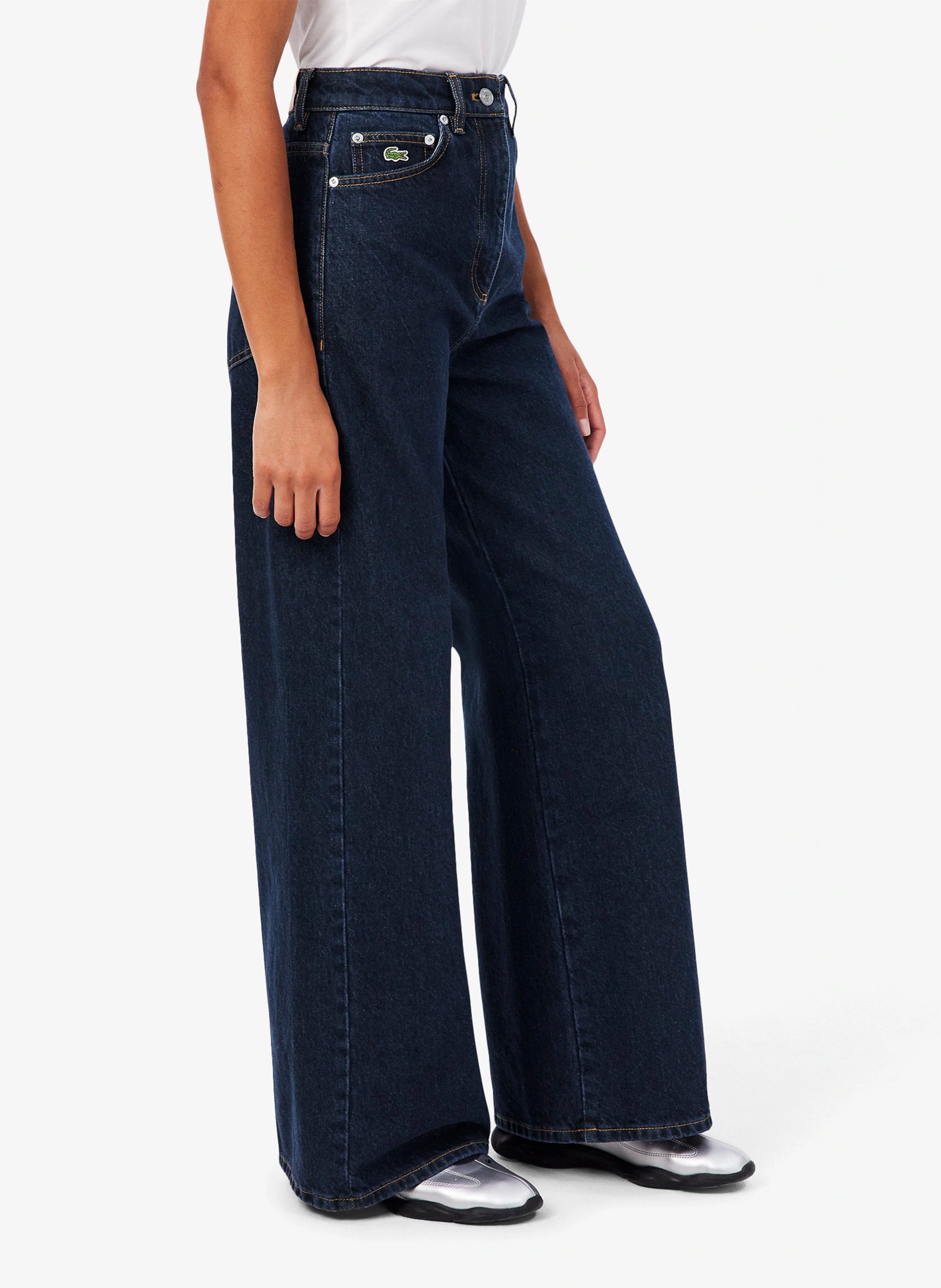 Wijde, katoenen jeans met hoge taille | Blauw LACOSTE Dames