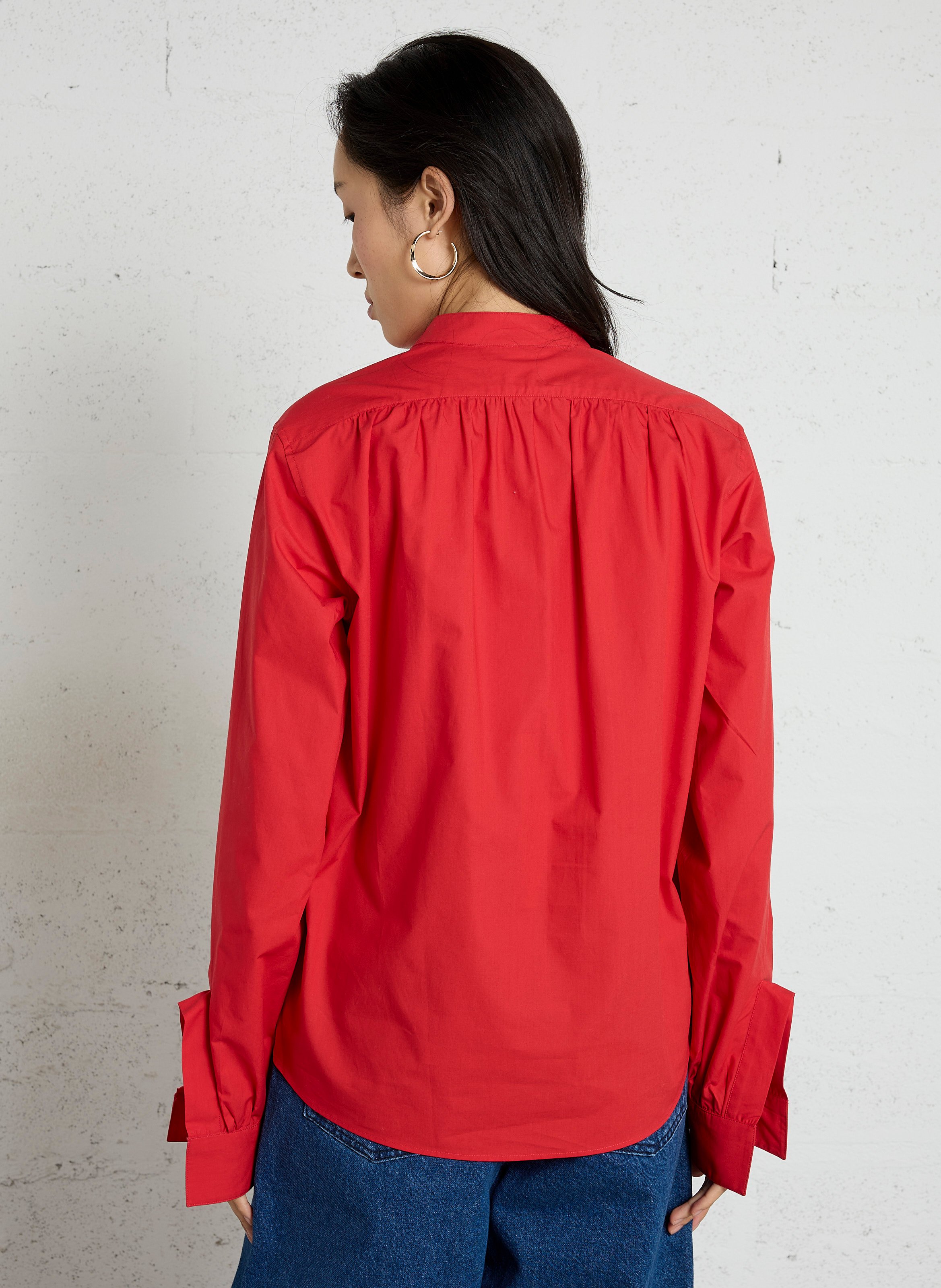 Blouse col tunisien unie LAURENCE BRAS Rouge