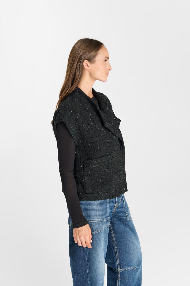 Snap-Front Sleeveless Jacket LE TEMPS DES CERISES Black