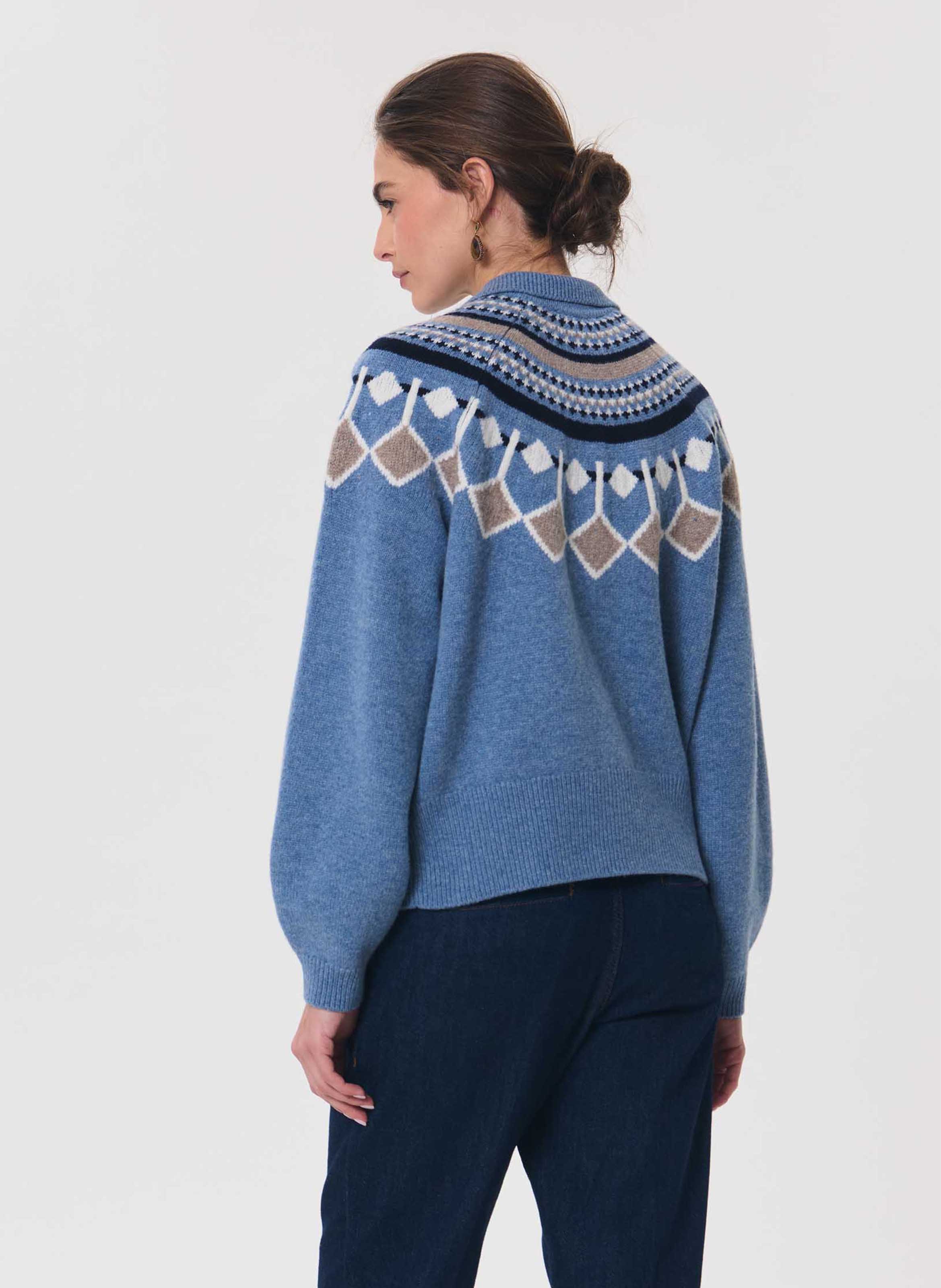 Oversized printed wool cardigan TARA JARMON Blue
