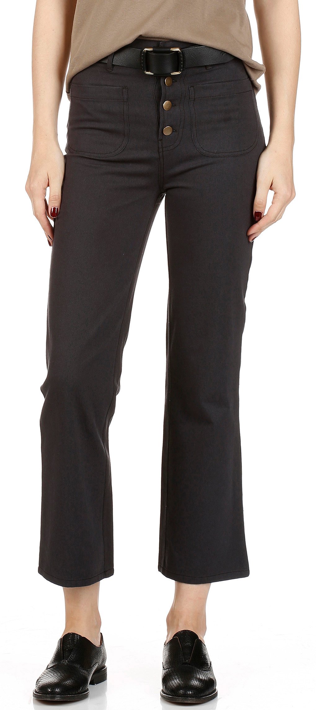 7/8 high-waisted cotton trousers  SWILDENS Black