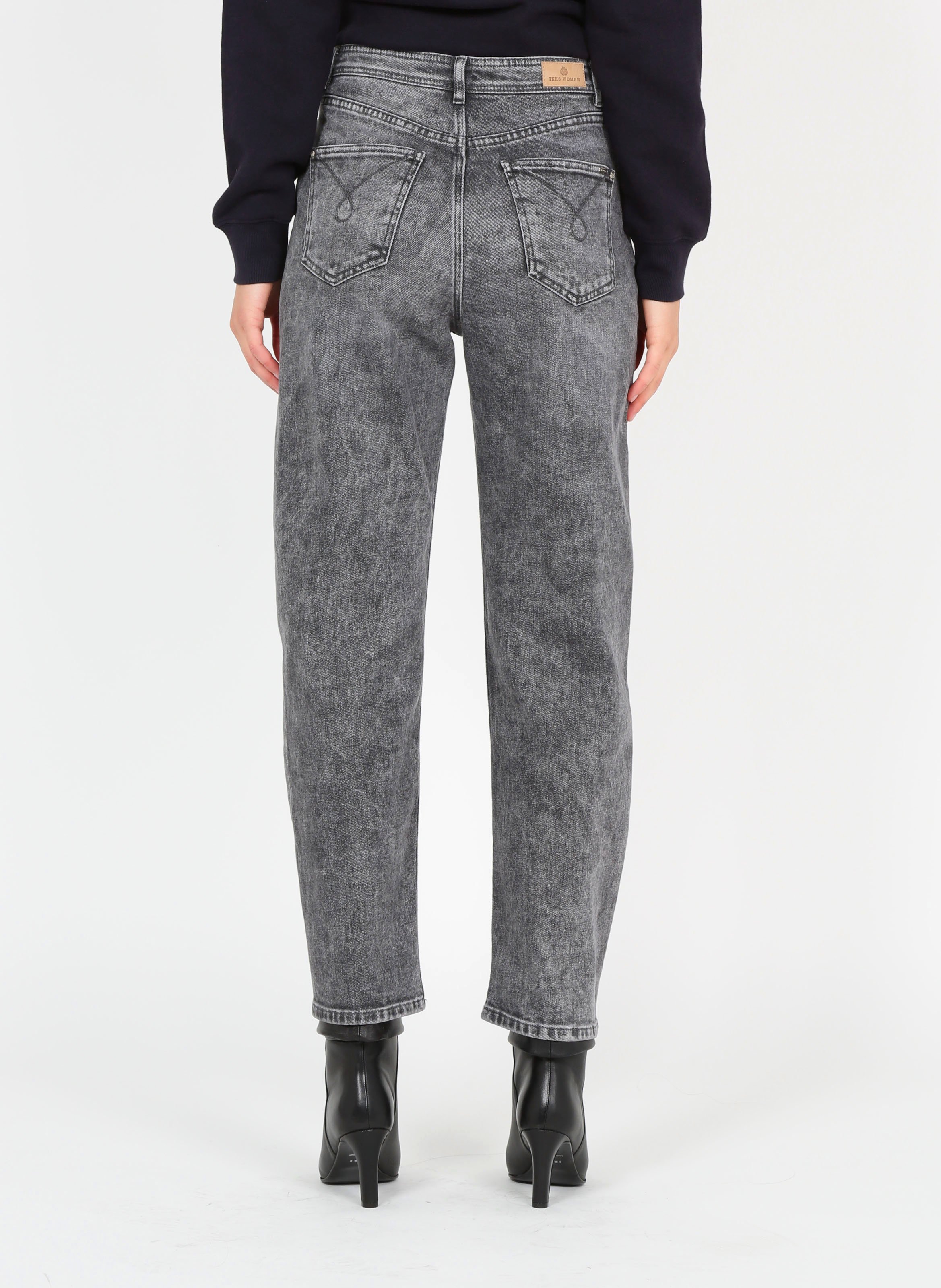 Straight-leg faded cotton jeans IKKS Grey