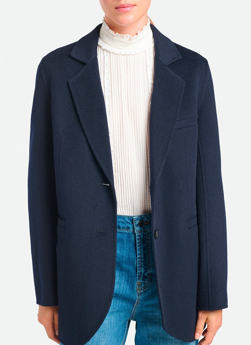 Jasje met reverskraag | wolblend VANESSA BRUNO Blauw