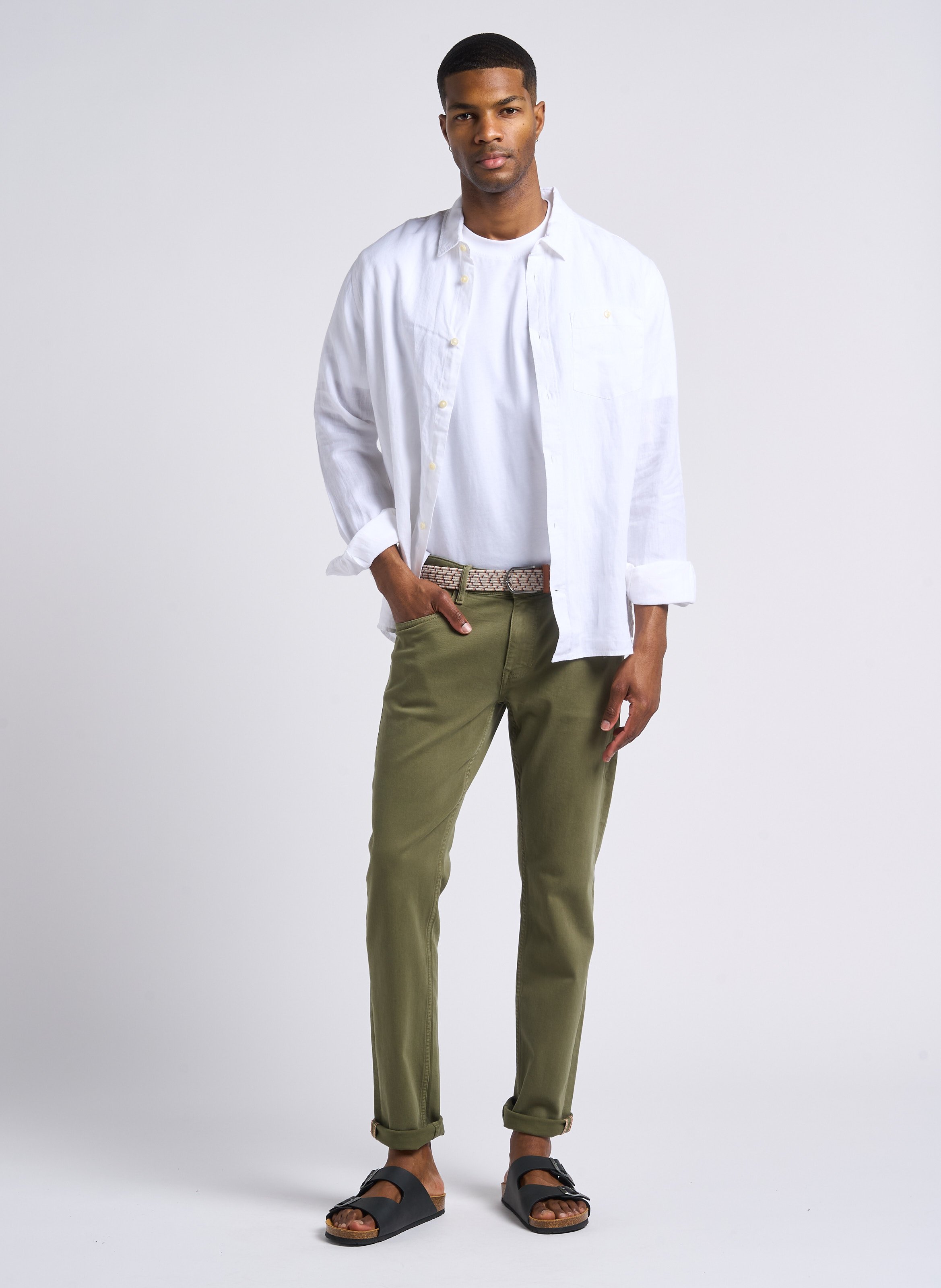 Regular-Fit-Hemd aus Leinen KNOWLEDGE COTTON APPAREL Weiss