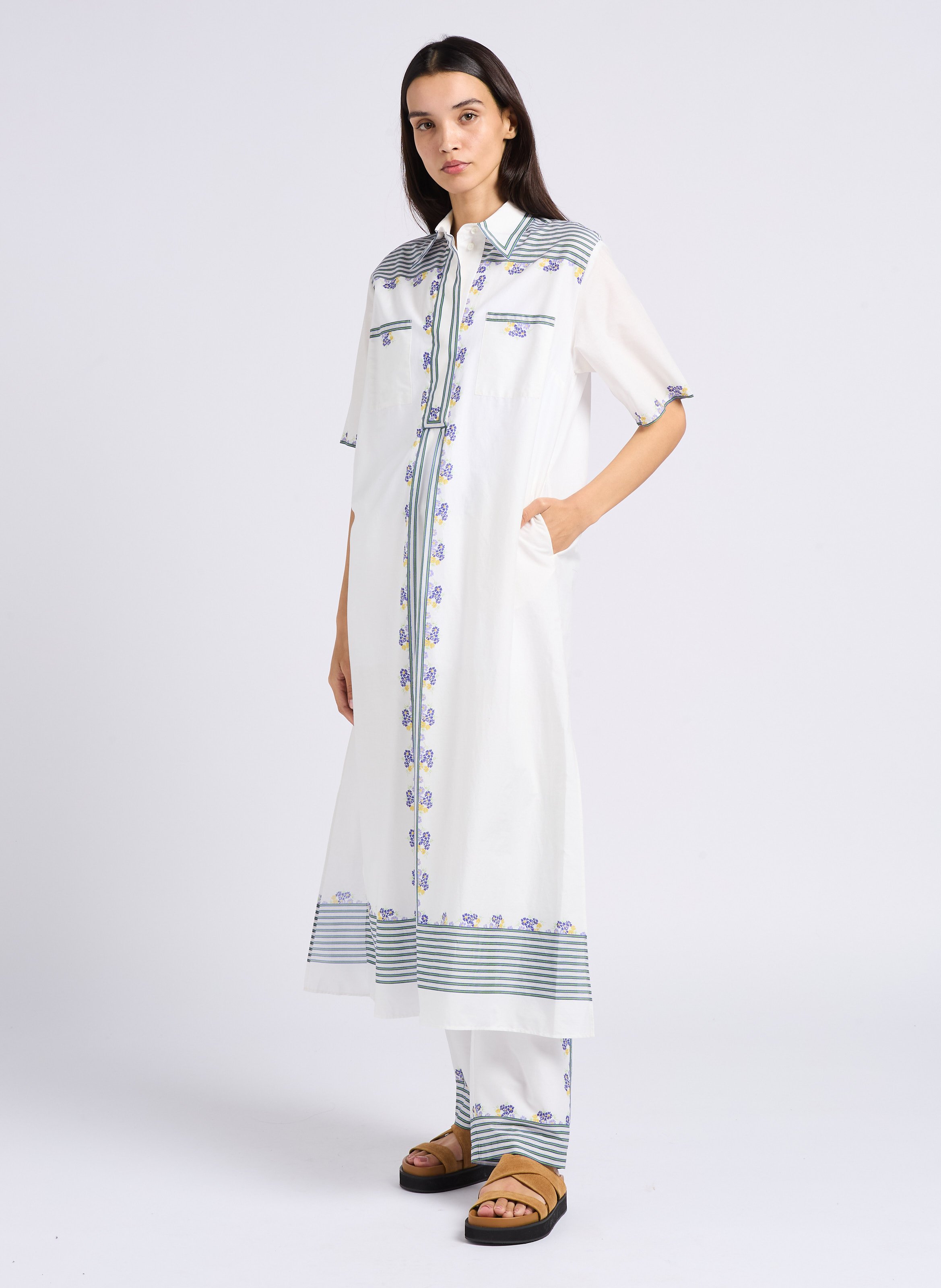 Straight-leg printed cotton pants PAUL AND JOE White