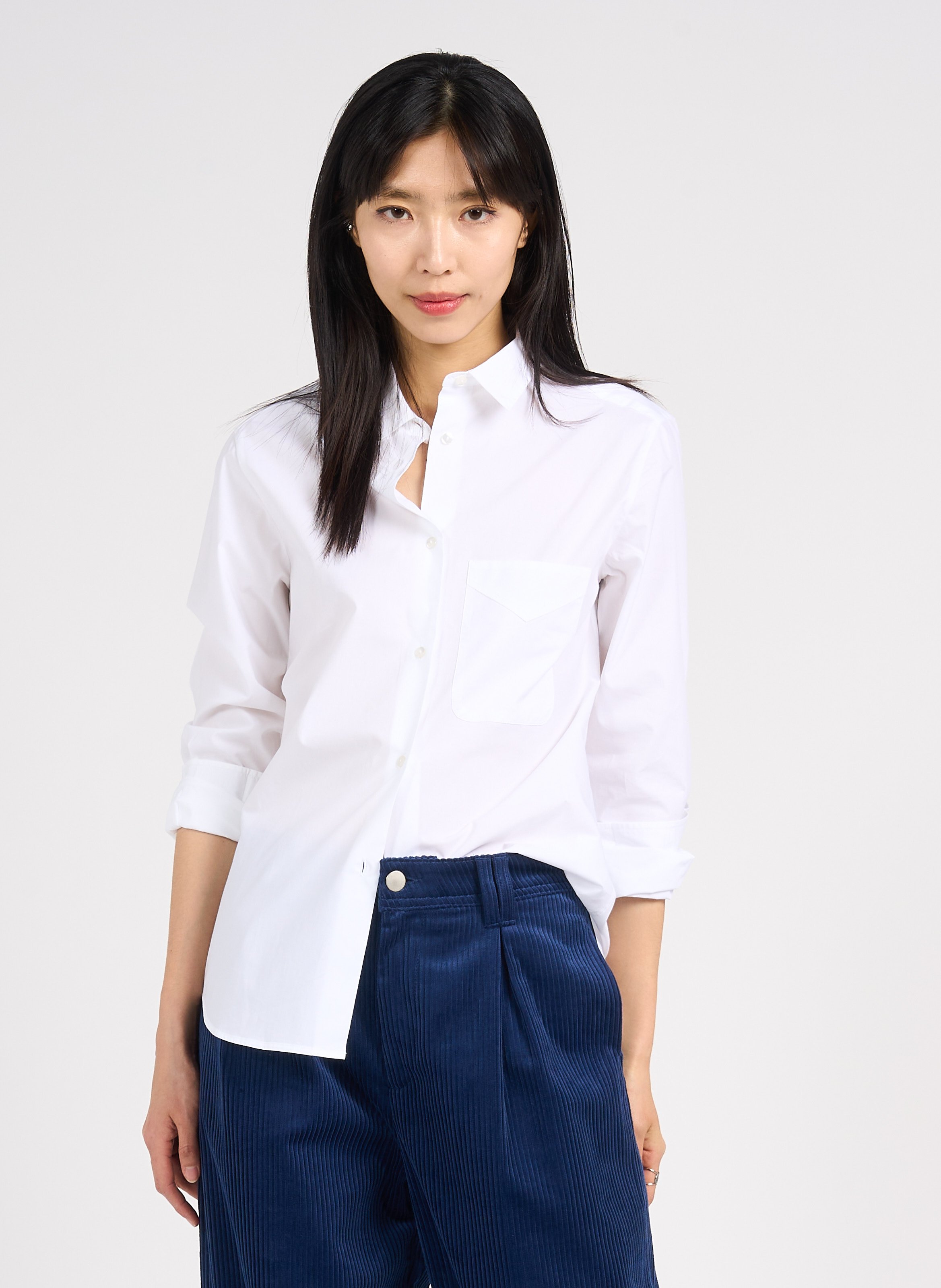 Straight cotton shirt with classic collar ACQUAVERDE White