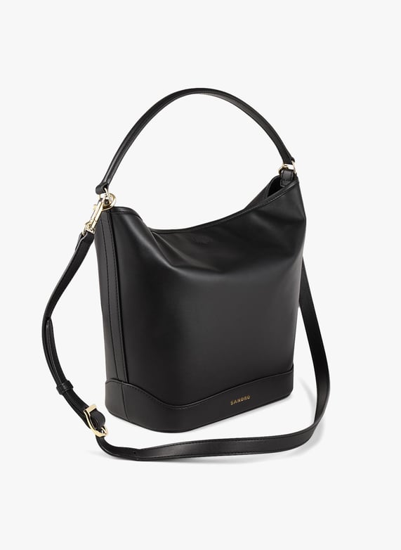 Sac seau en cuir Noir Sandro Femme Place des Tendances