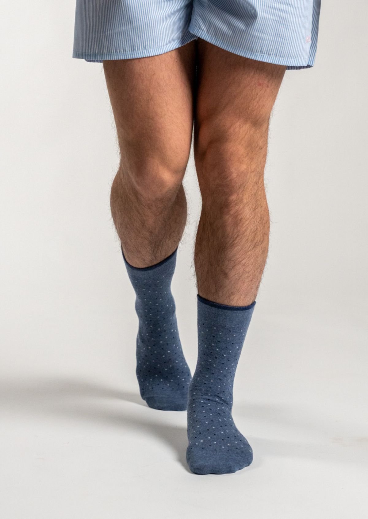 Combed cotton socks with polka dots BILLYBELT Blue