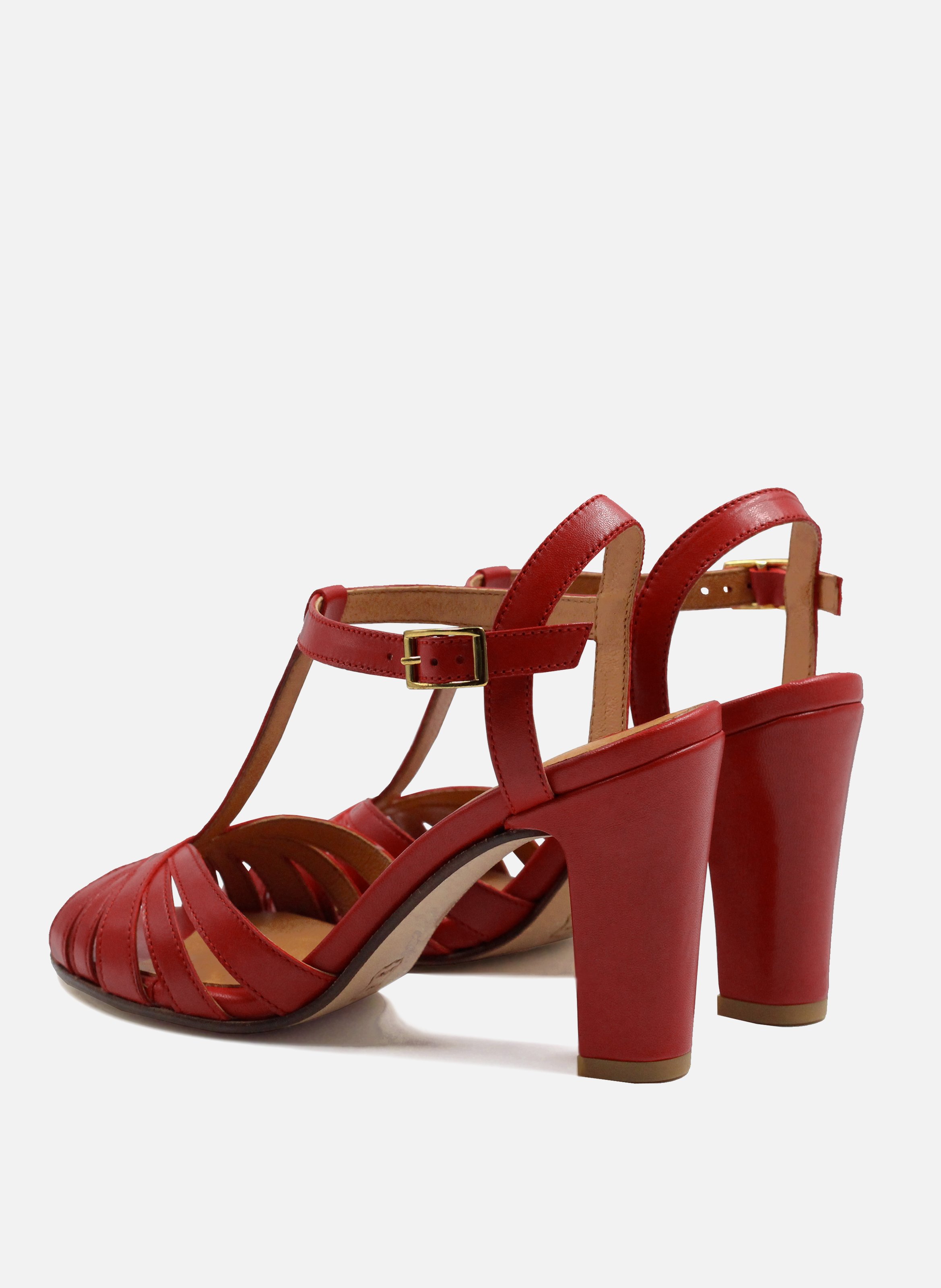Leather strappy sandals with heels JULES & JENN Red